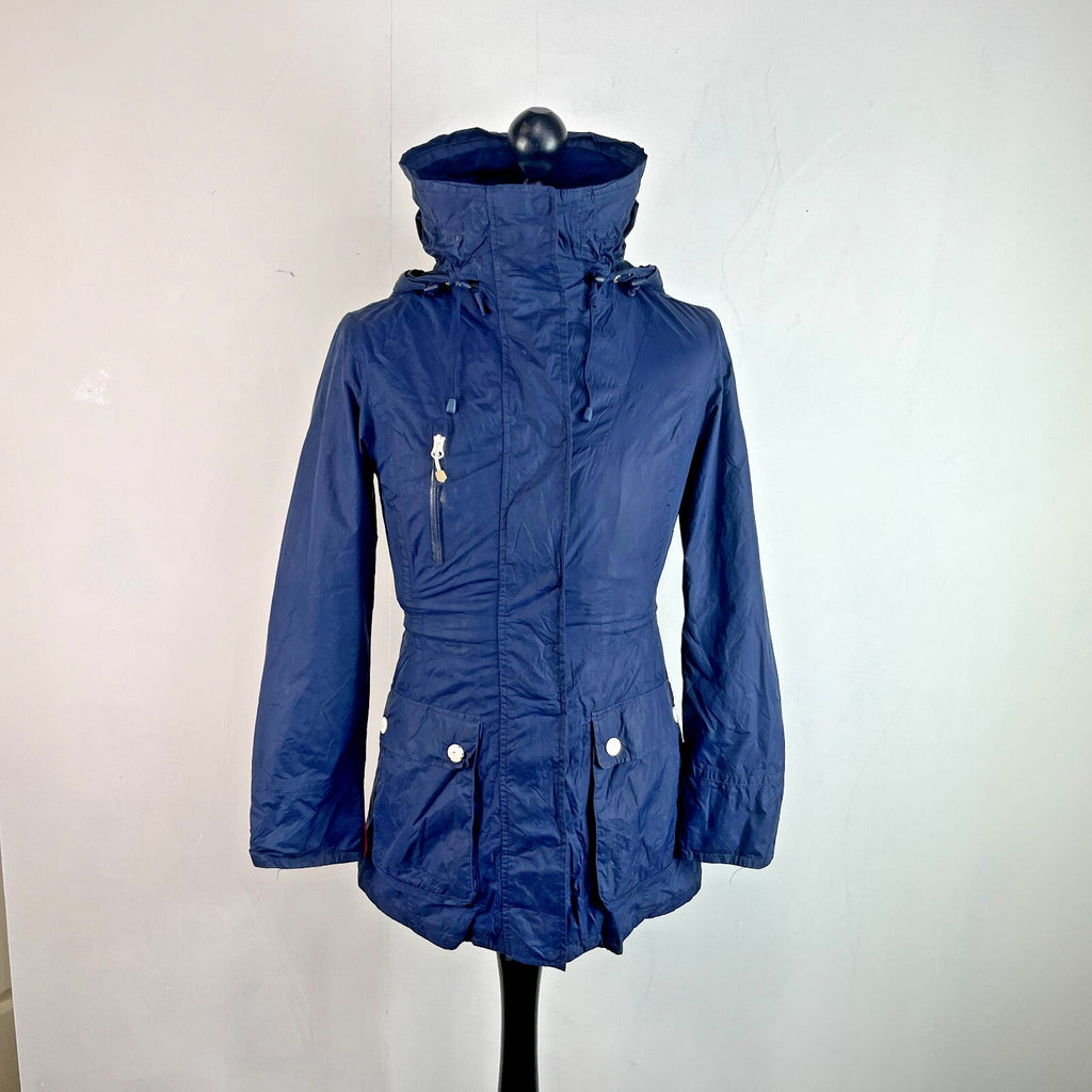 Henri Lloyd Waterproof Windbreaker Jacket Women’s size Small Navy Blue + Stow Hood
