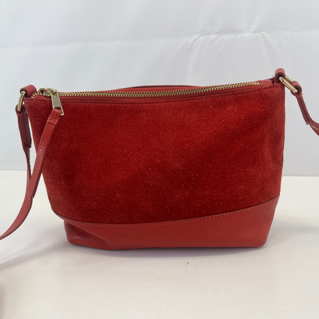 Monsoon Bright Red Suede Handbag Small Over the Shoulder Bag