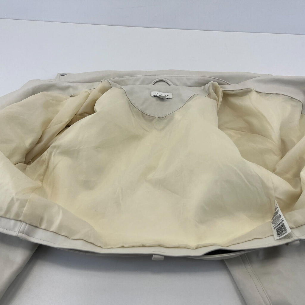 Topshop Zipped Faux Leather Cropped Biker Jacket Ivory White UK Women's size 10