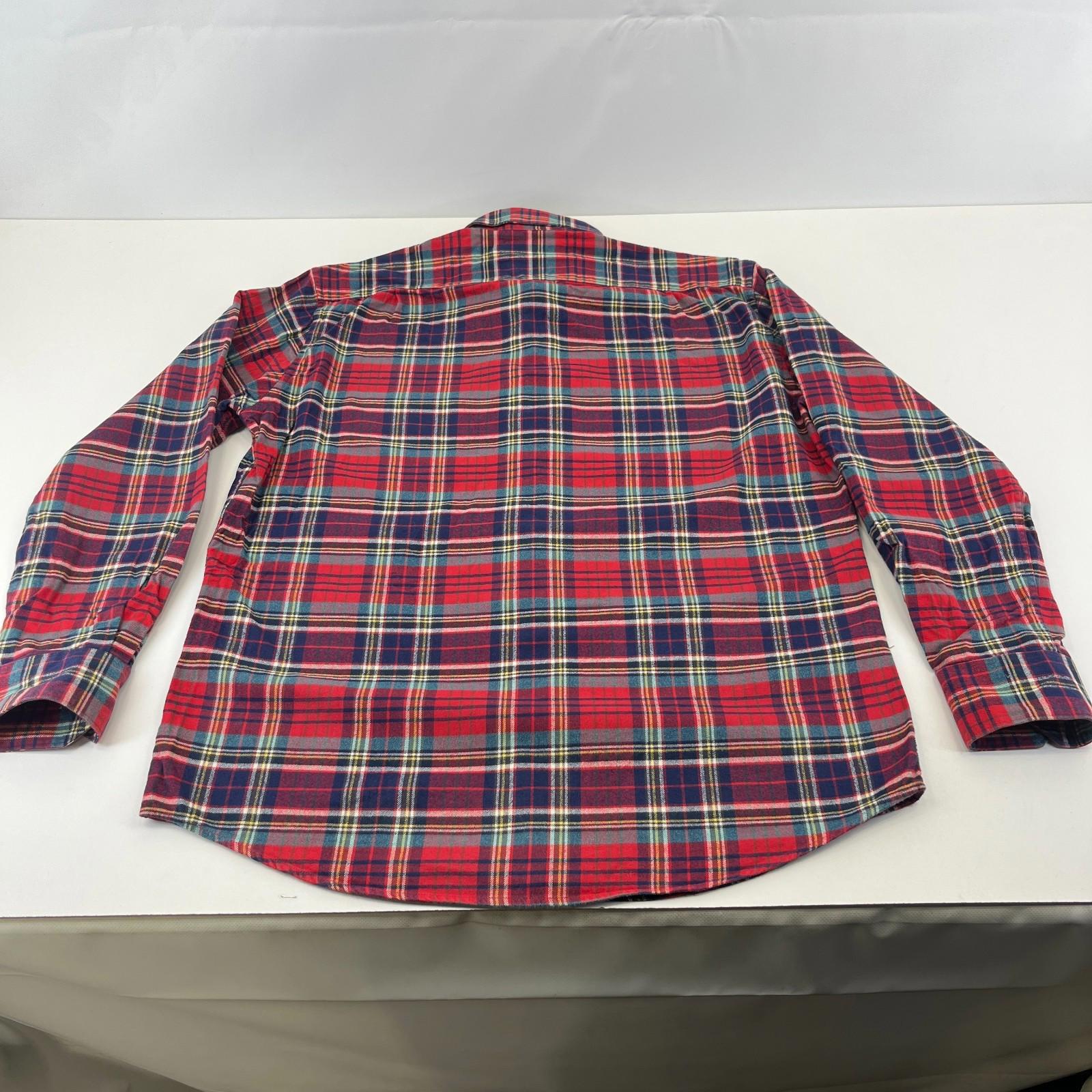 Barbour Men's Red Check Flannel Shirt Button Up Long Sleeve - UK size XL