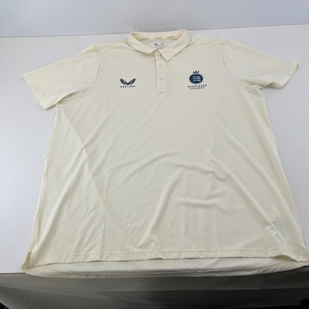 Castore Middlesex Cricket Polo Shirt in Cream Light Beige UK size 3XL