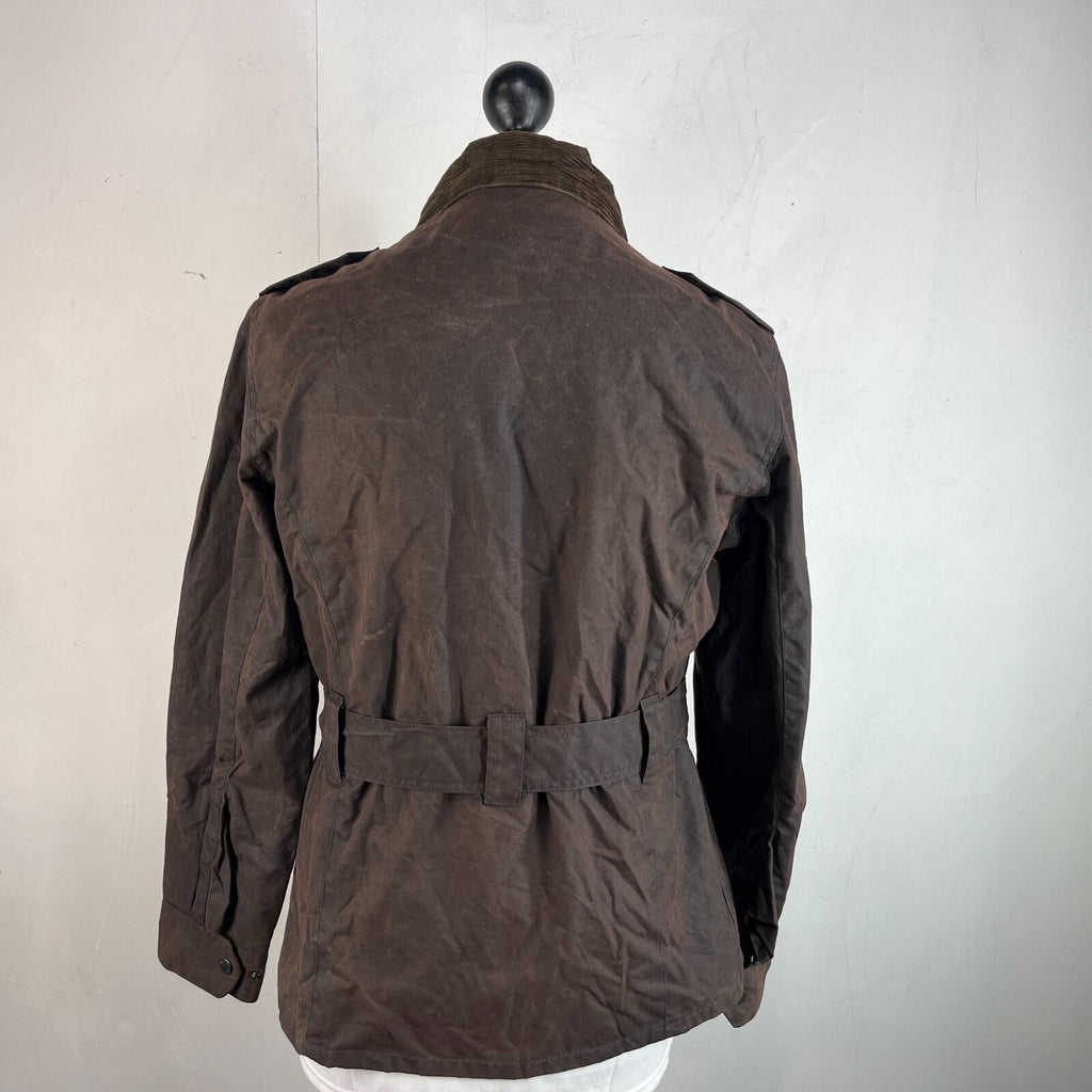 Mc Orvis Wax Jacket Womens size M Brown Waxed Coat with Belt Made in the UK