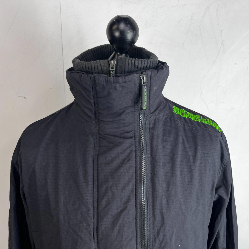 SuperDry Original Windcheater Jacket in Black/Green size XL Hooded