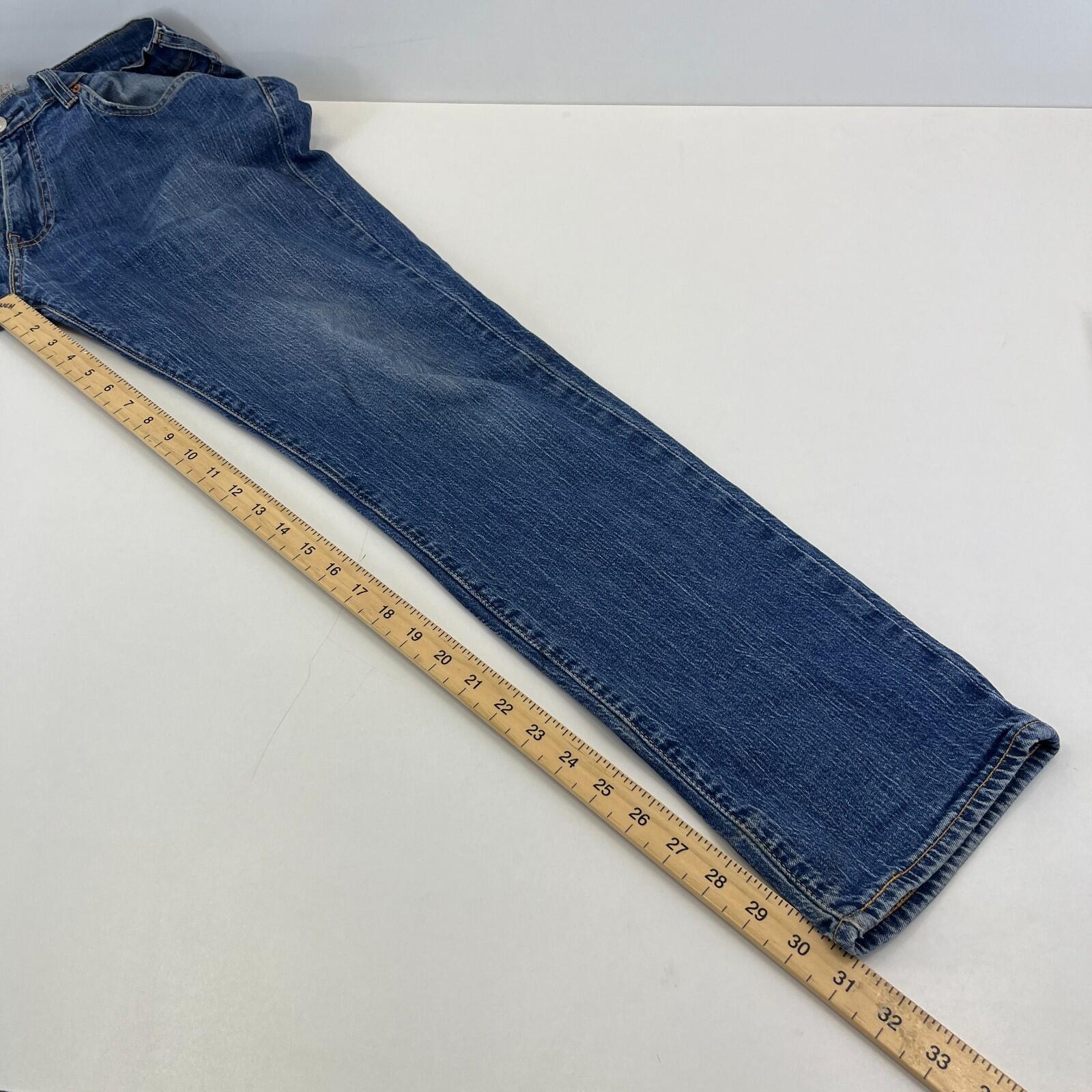 Levis 511 Premium Big E Slim Fit Jeans W34 L32 Blue Denim Straight Leg Mens