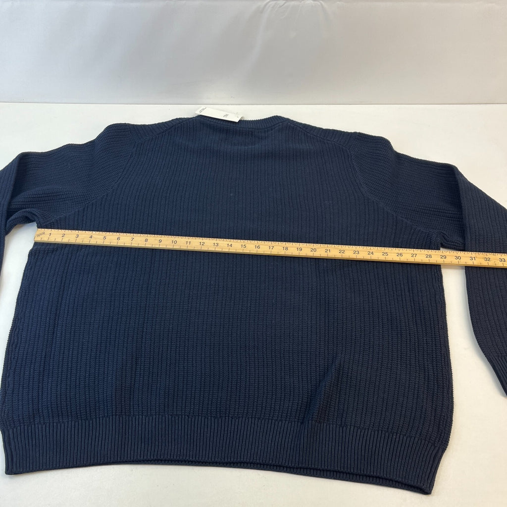 M&S Men's Cotton Blend Cable Knit Crew Neck Jumper Dark Navy Blue size 3XL New