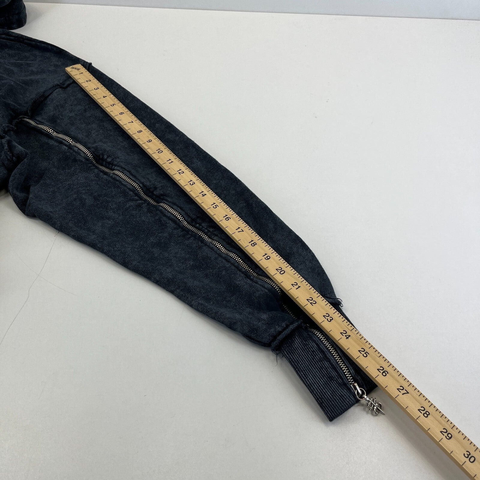 Drop Dead Distressed Look Grey Hoodie Zip Sleeves 100% Cotton Streetwear UK 2XL