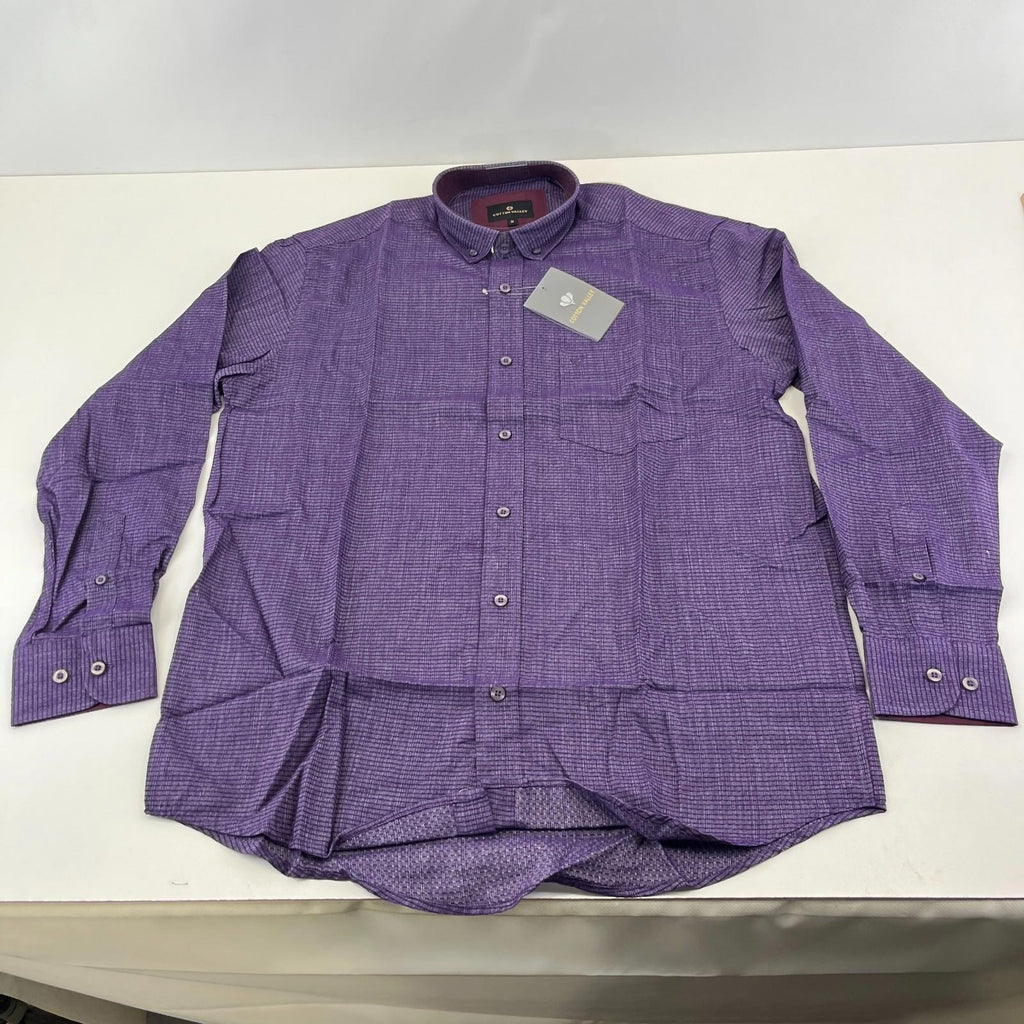 Cotton Valley Long Sleeve Shirt Purple Weave Button Down Collar UK size Medium