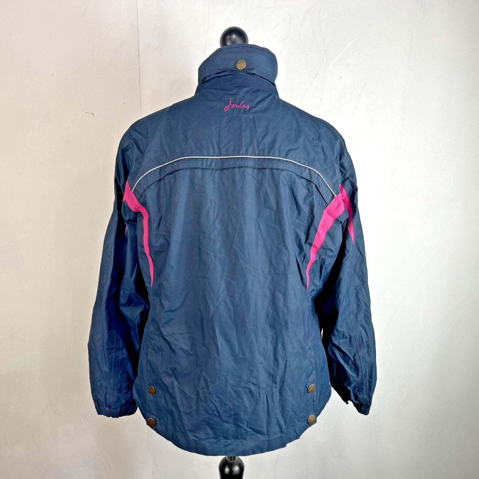 Joules Waterproof Hiking Jacket Raincoat Women’s Size 18 Navy Blue & Pink Coast
