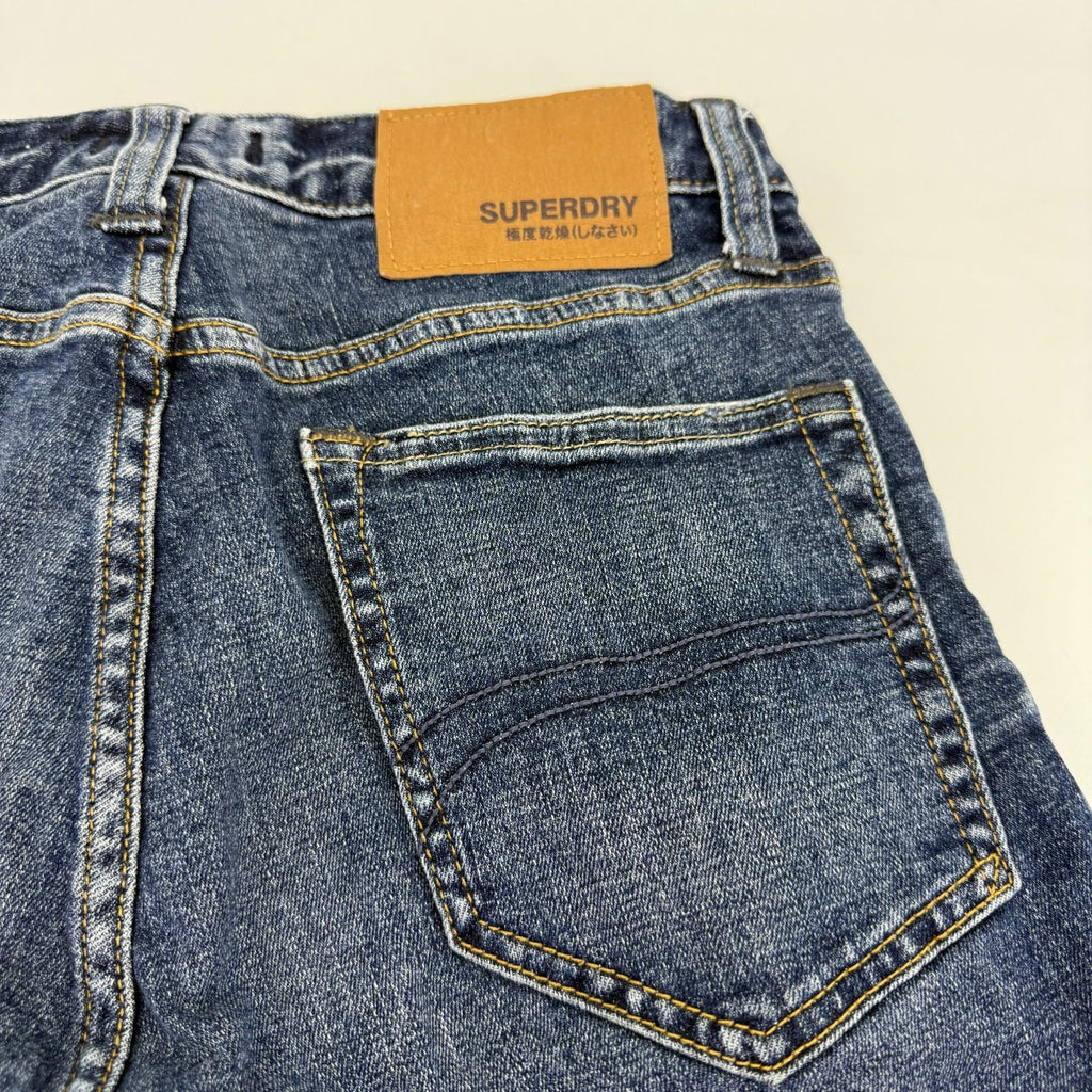 Superdry Tyler 003 Shorts Mens W28" L10" Blue Denim Slim Stretch Zip Fly