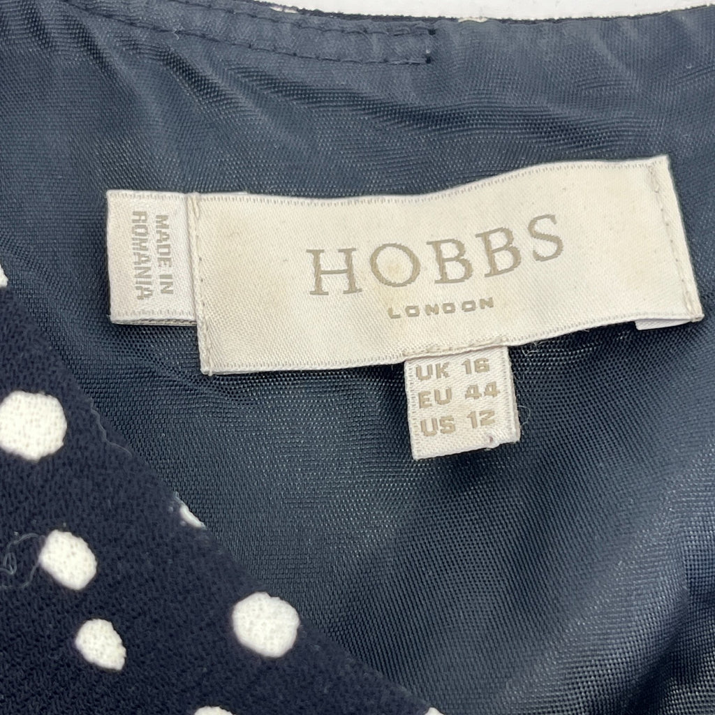 Hobbs Short Sleeve Midi Dress in Black Polka Dot UK size 16