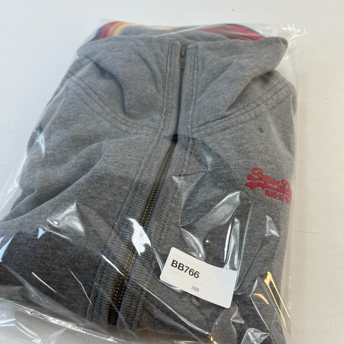 SuperDry Beach Men’s Grey Cotton Full Zip High Neck Logo Sweatshirt size S