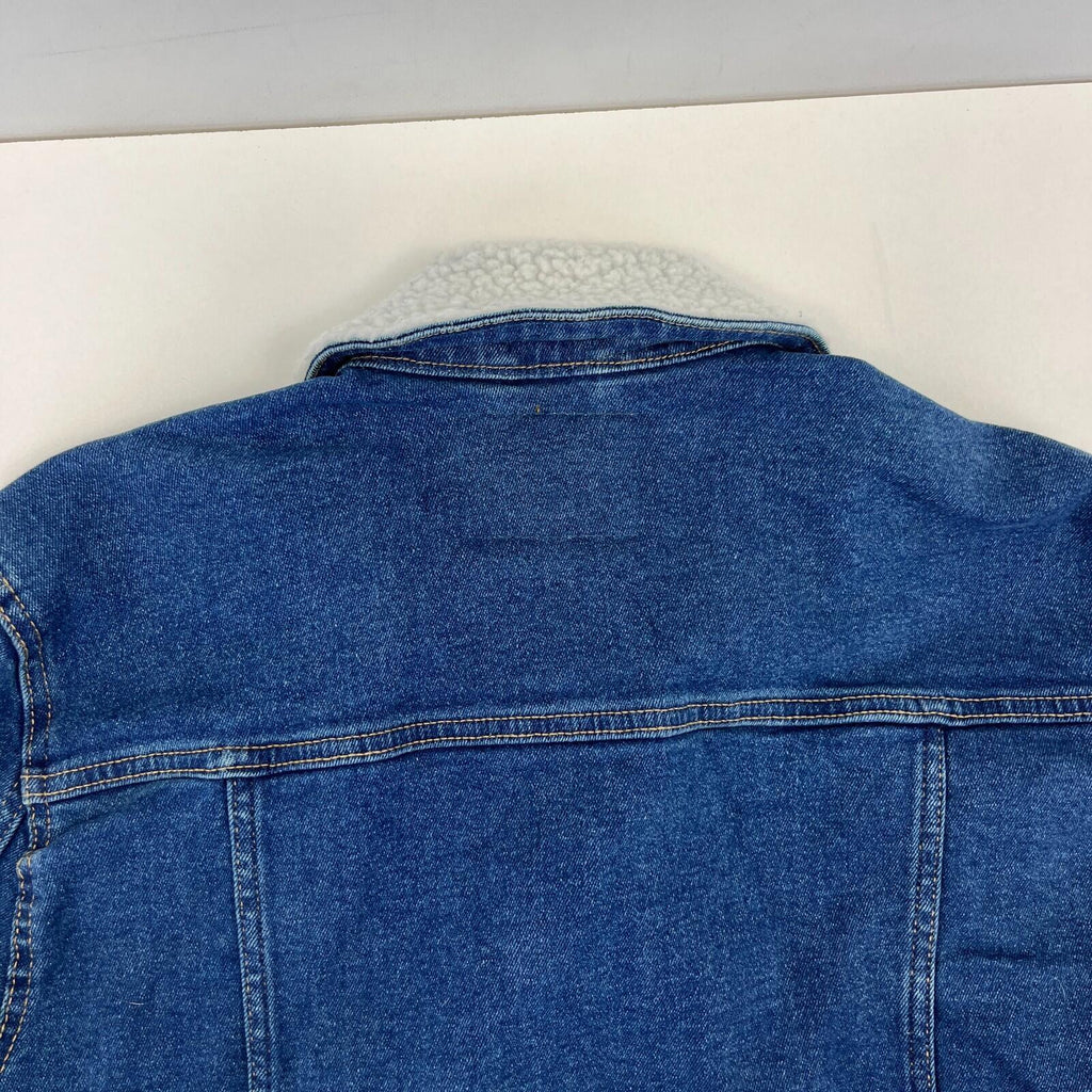 Denim Project Blue Denim Trucker Jacket with Sherpa Collar size Medium