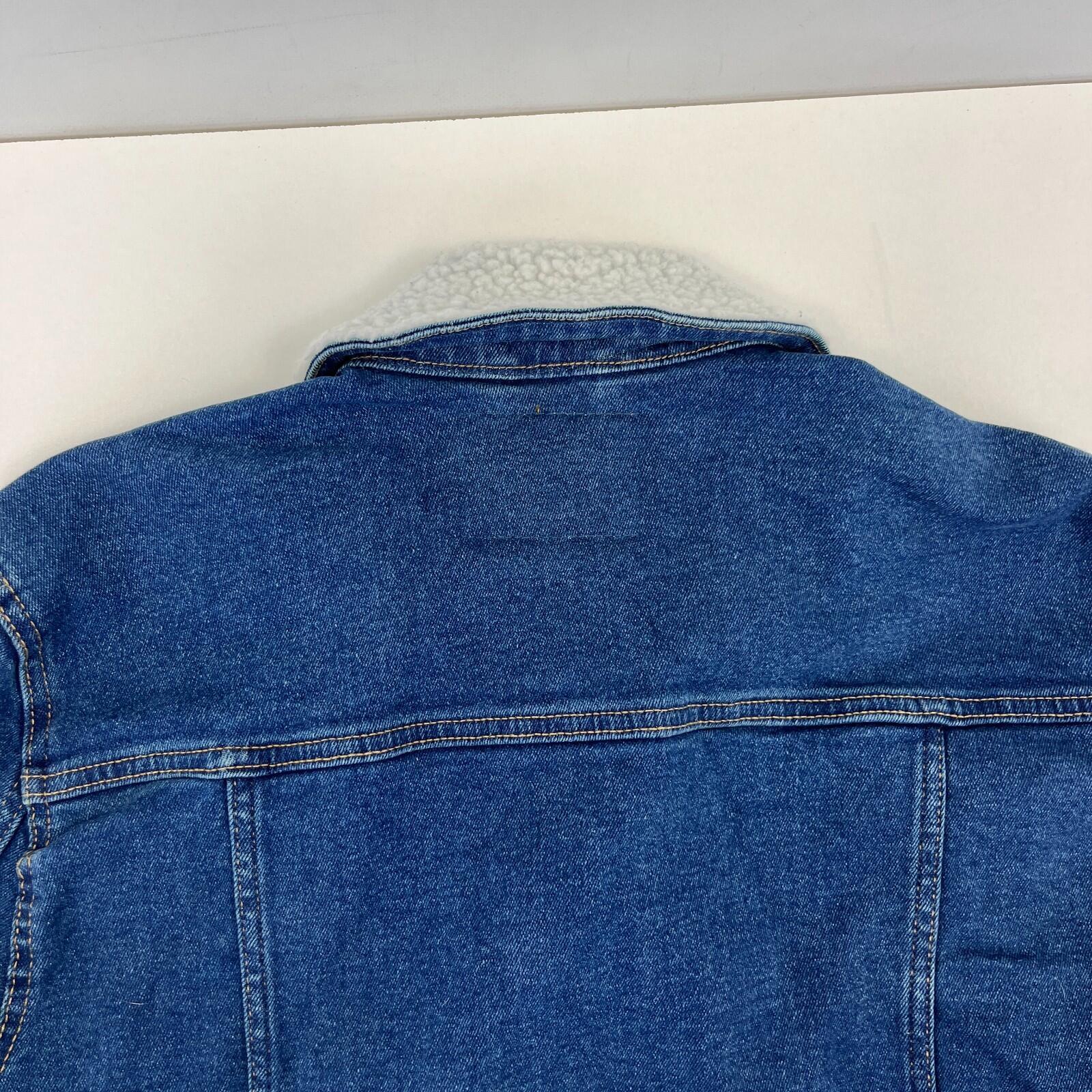 Denim Project Blue Denim Trucker Jacket with Sherpa Collar size Medium