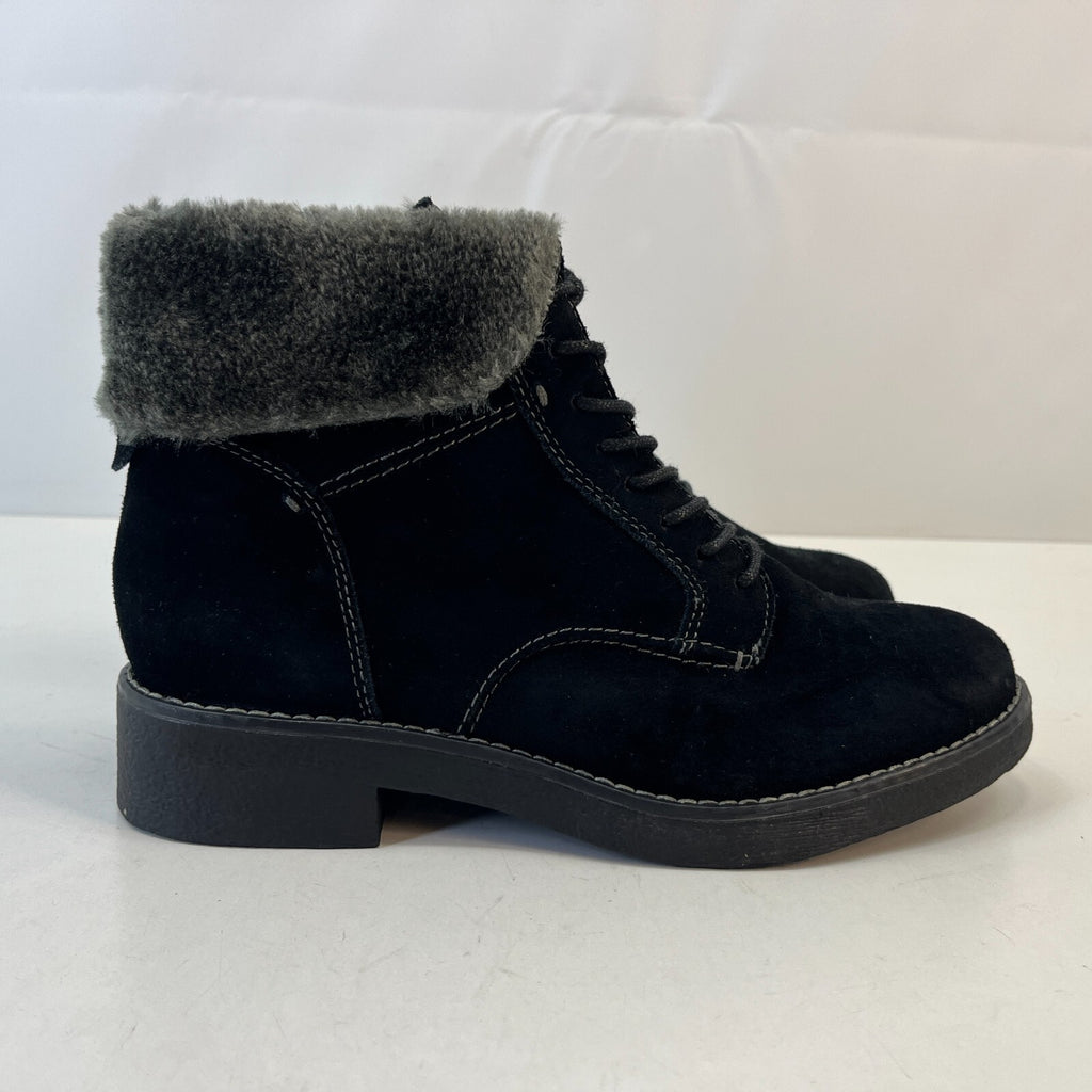 M&S Footglove Wide Fit Suede Leather Ankle Boots w/ Fur Collar UK 5.5 RRP £65.00