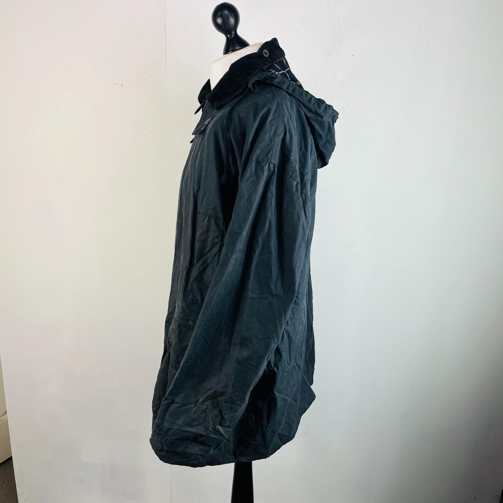 Mc Orvis Wax Jacket Mens size Large Black Waxed Coat Made in the UK