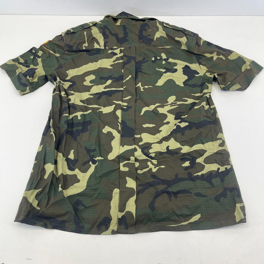 Genuine Spanish Army Combat Shirt Short Sleeve Woodland Camo Ripstop size L