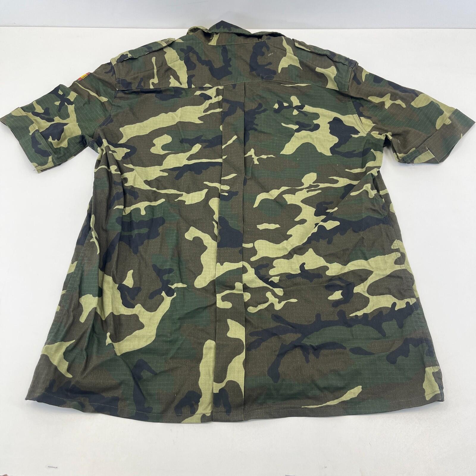 Genuine Spanish Army Combat Shirt Short Sleeve Woodland Camo Ripstop size L