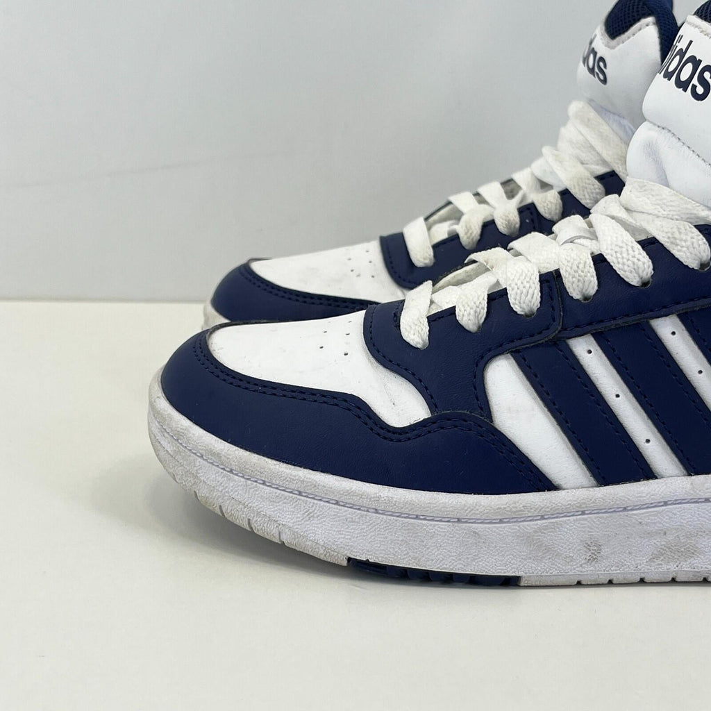Adidas Hoops Mid 3.0 K Trainers White & Blue UK size 2 / EU 34
