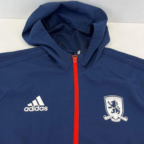 Adidas Middlesbrough FC Jacket size L Navy Blue & Orange Football Hooded Zip Up
