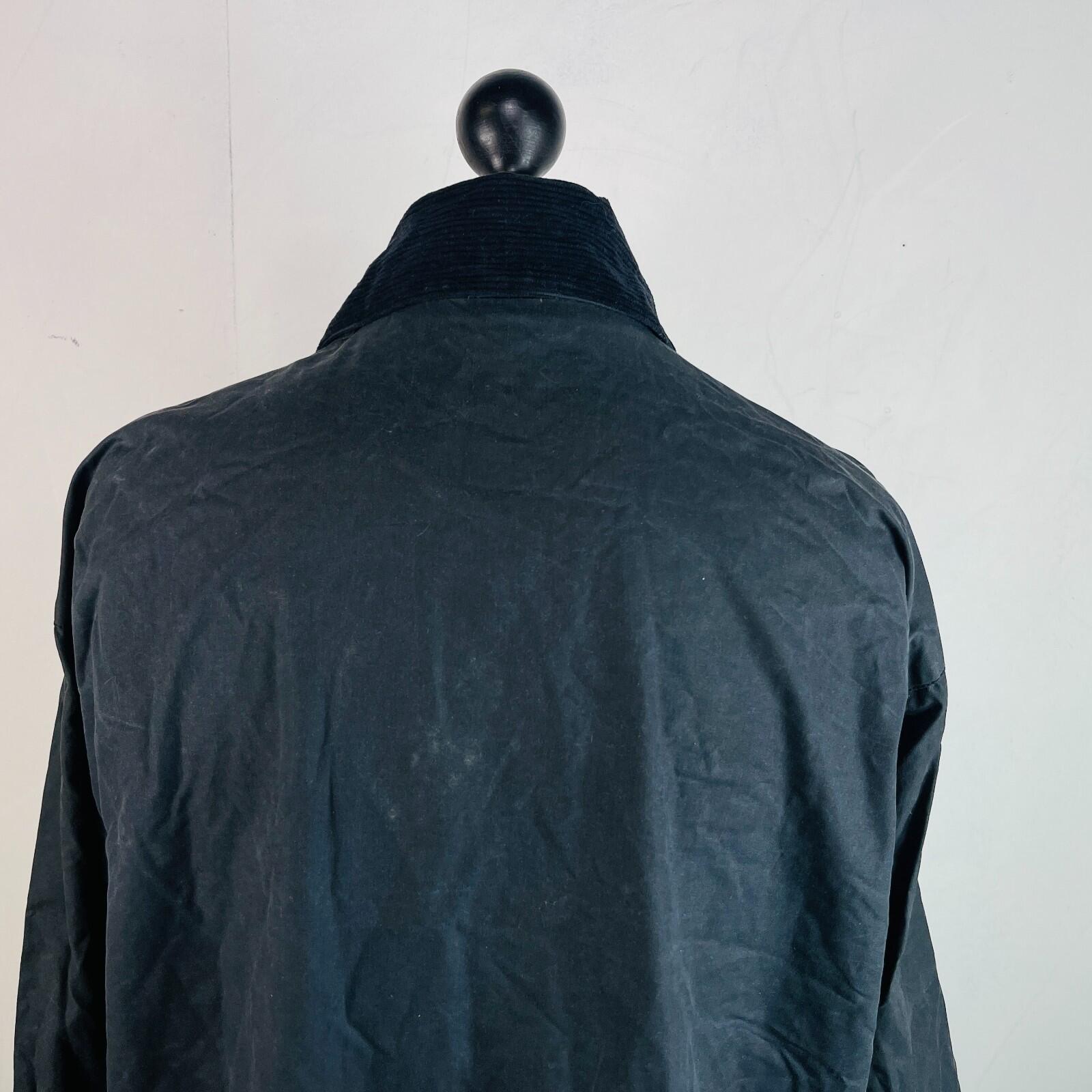 Mc Orvis Wax Jacket Mens size M Black Waxed Hooded Coat Made in the UK