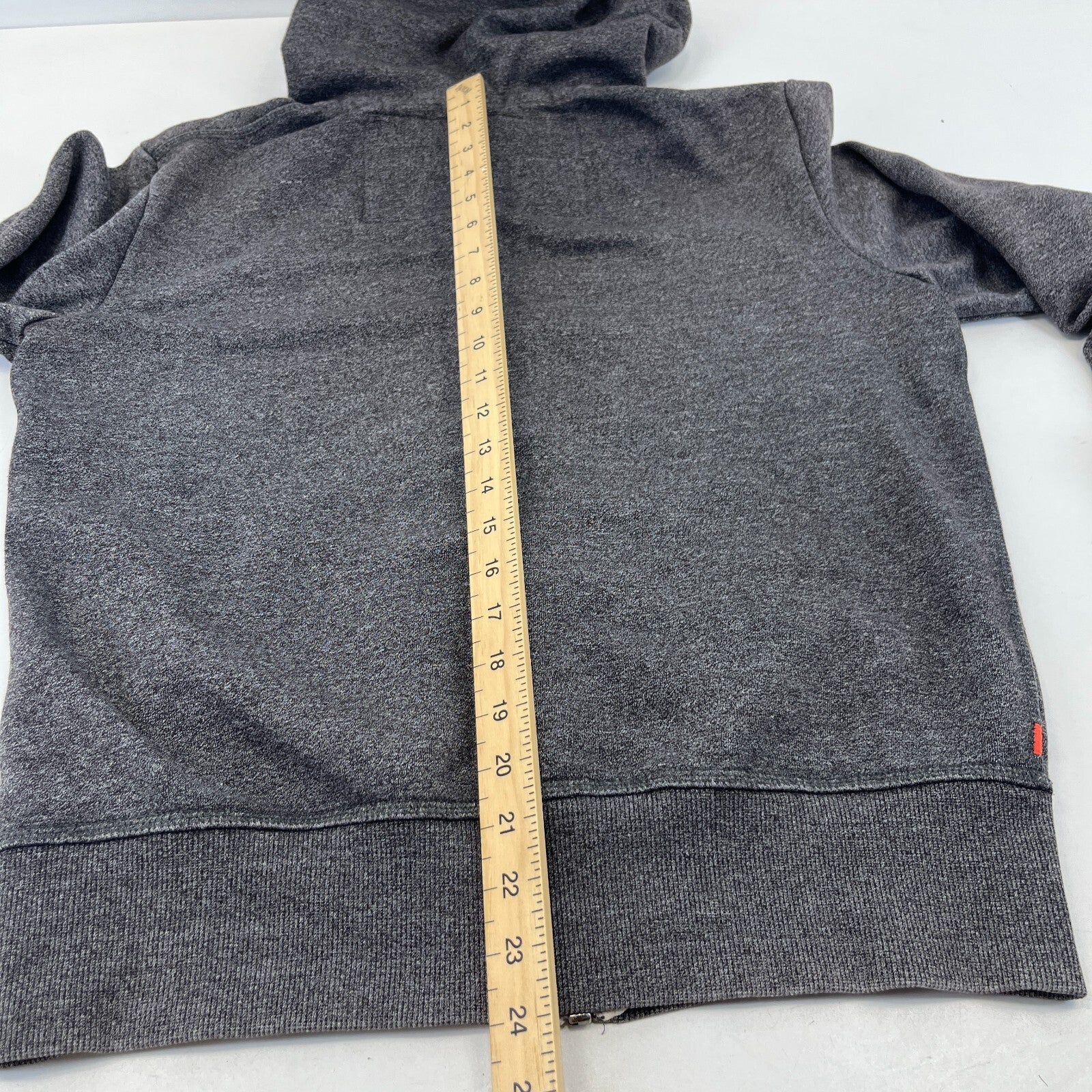 Superdry Hoodie Mens M Grey Full Zip Fleece Sweatshirt Orange Label M20002ANDS
