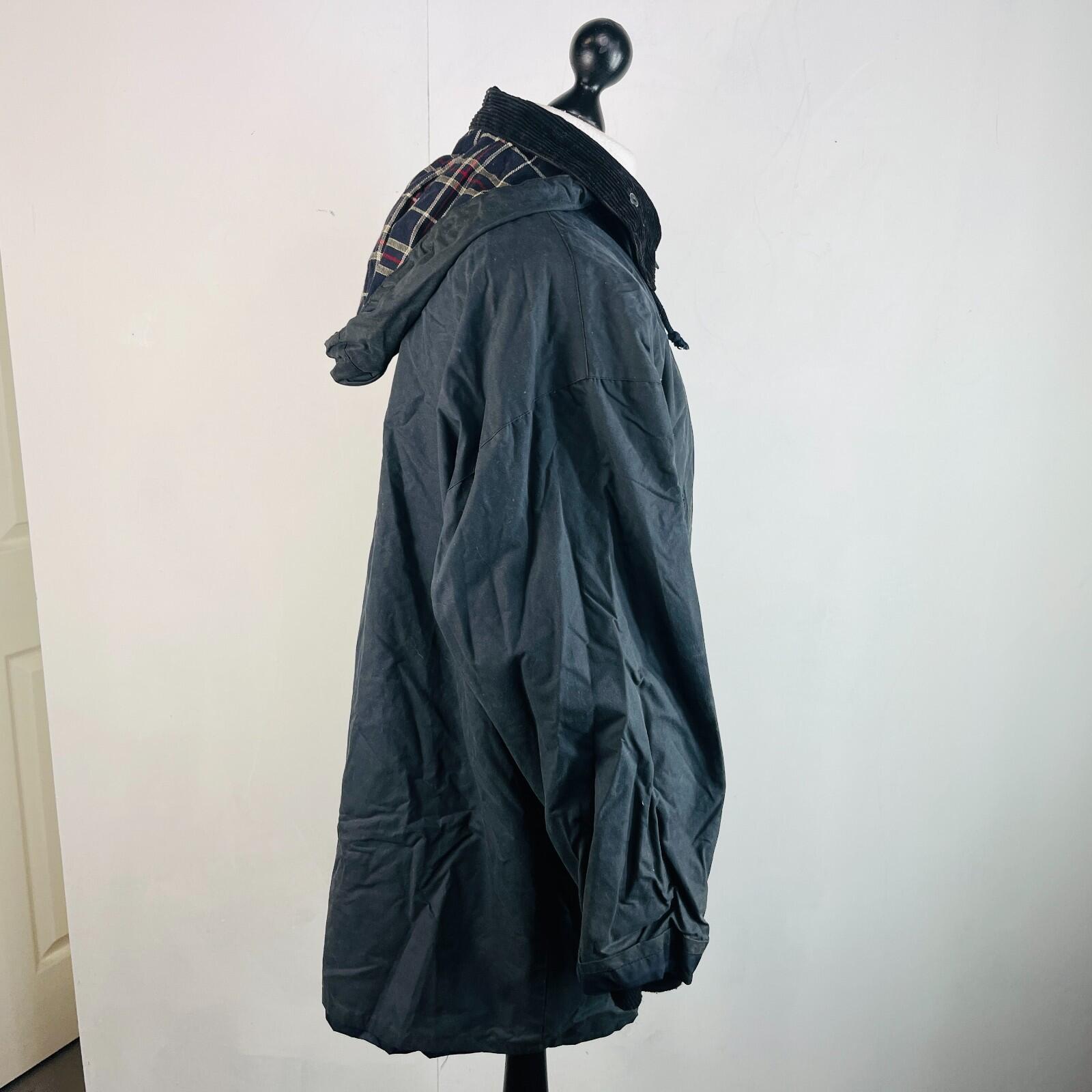Mc Orvis Wax Jacket Mens size Large Black Waxed Coat Made in the UK