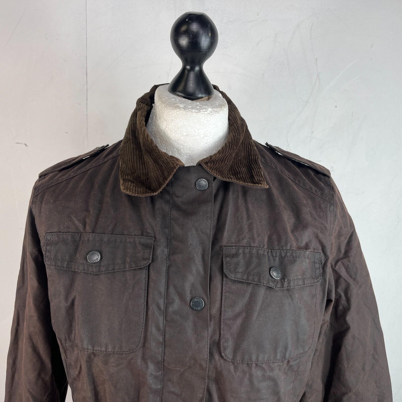 Mc Orvis Wax Jacket Womens size M Brown Waxed Coat with Belt Made in the UK