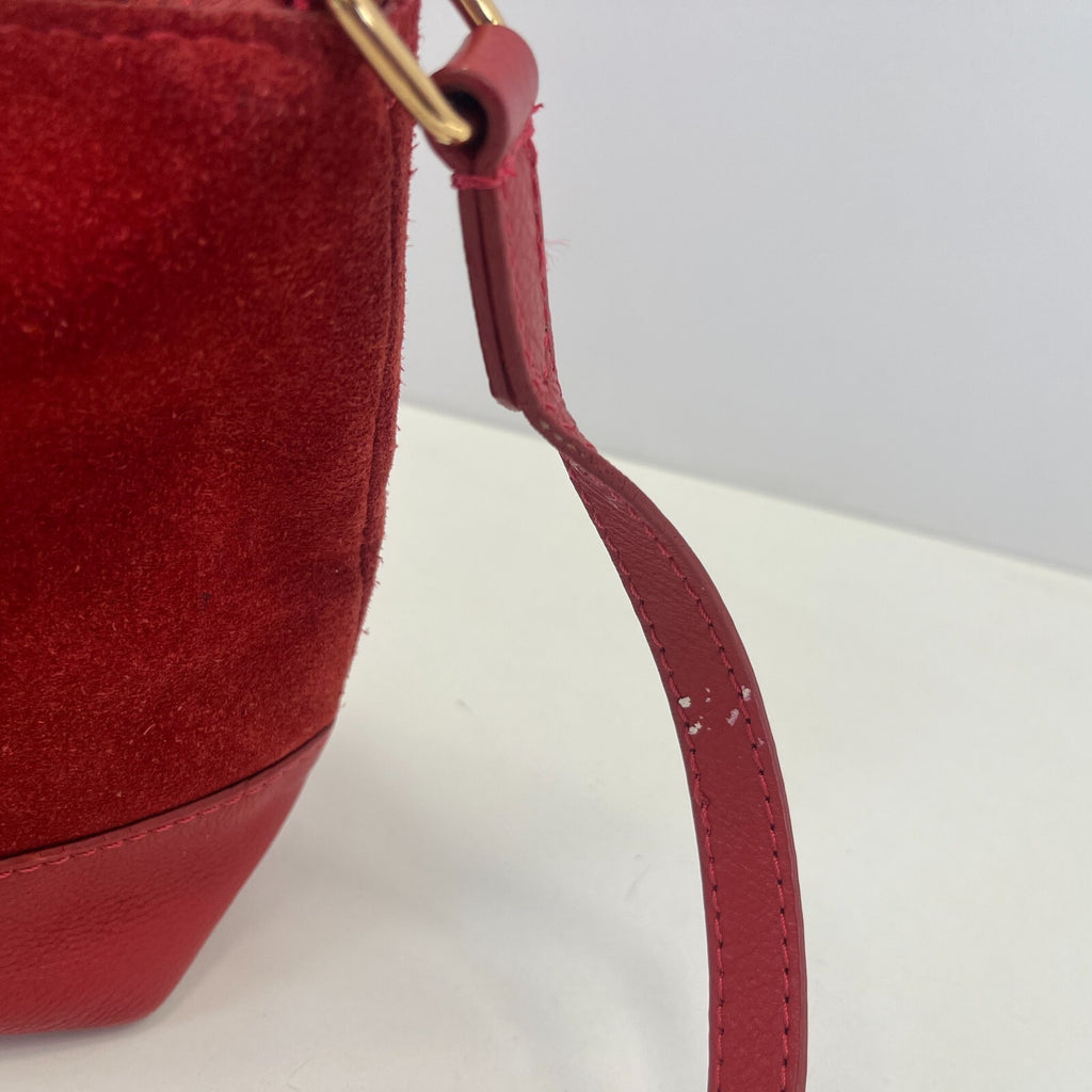 Monsoon Bright Red Suede Handbag Small Over the Shoulder Bag