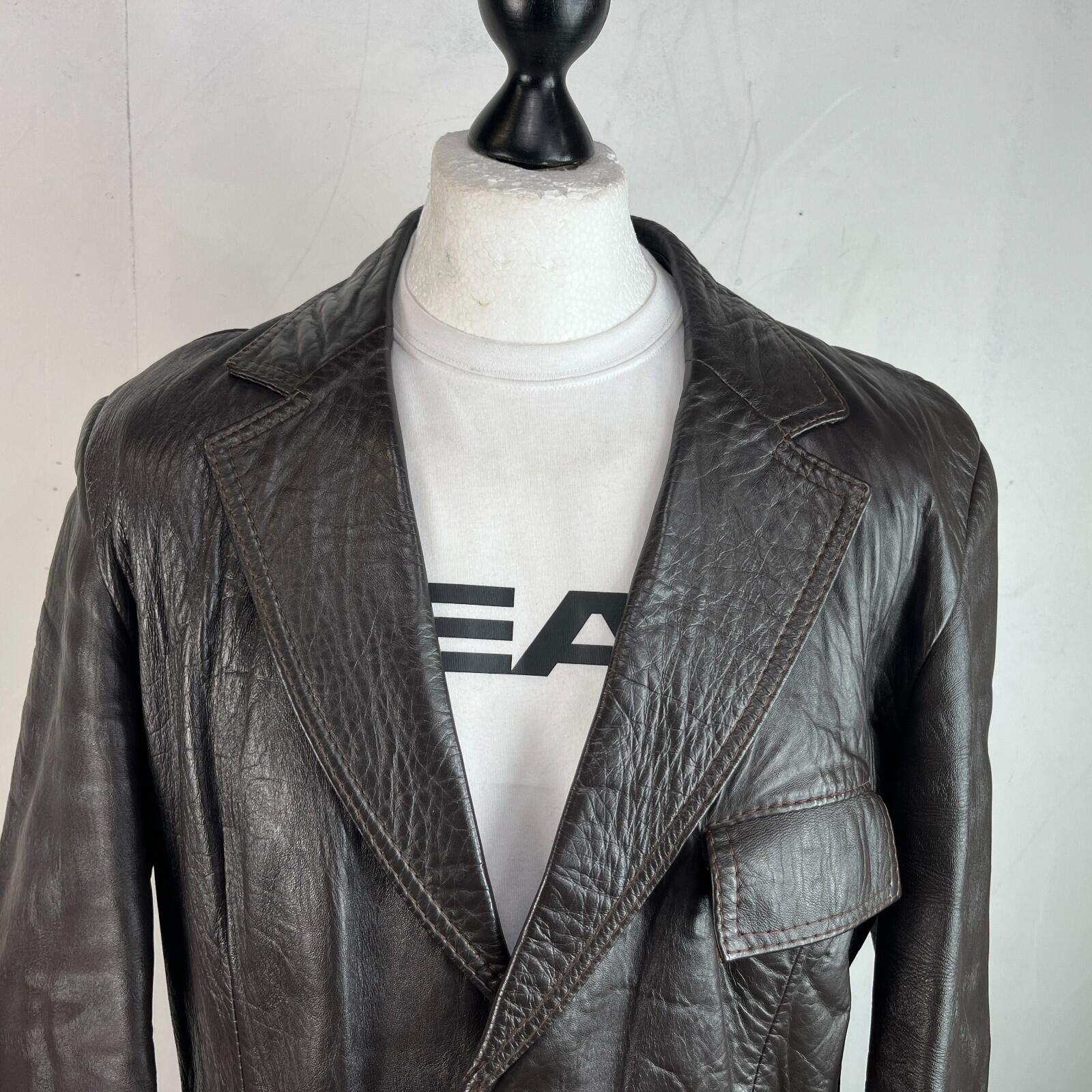 Vintage Made in London Dark Brown Leather Jacket Mid Length Retro size Large