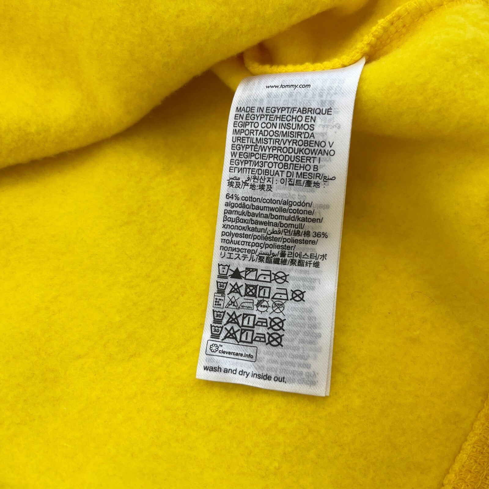 Tommy Hilfiger Mens Bright Yellow Embroidered Hoodie Sweater size XL Cotton