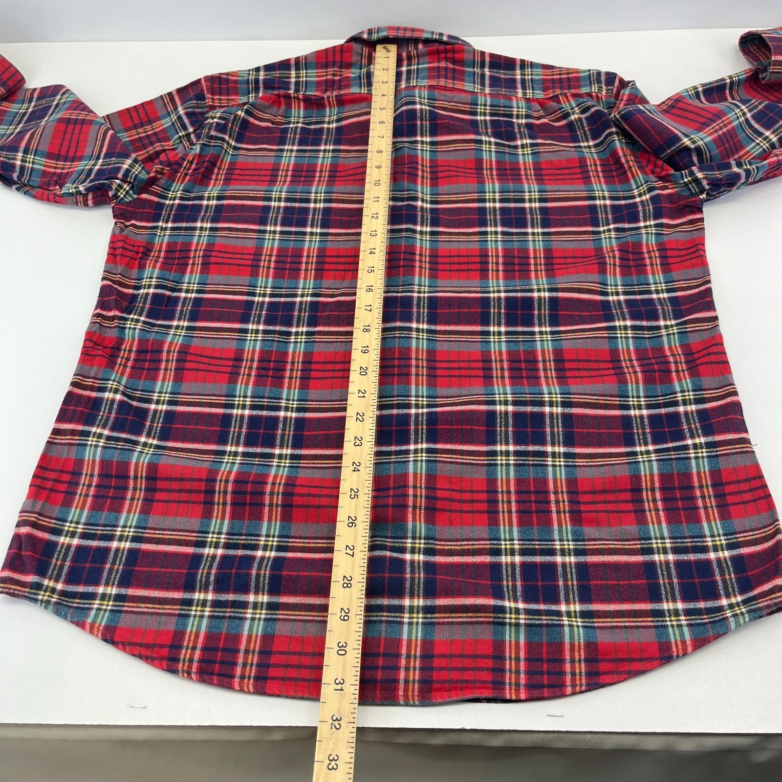 Barbour Men's Red Check Flannel Shirt Button Up Long Sleeve - UK size XL