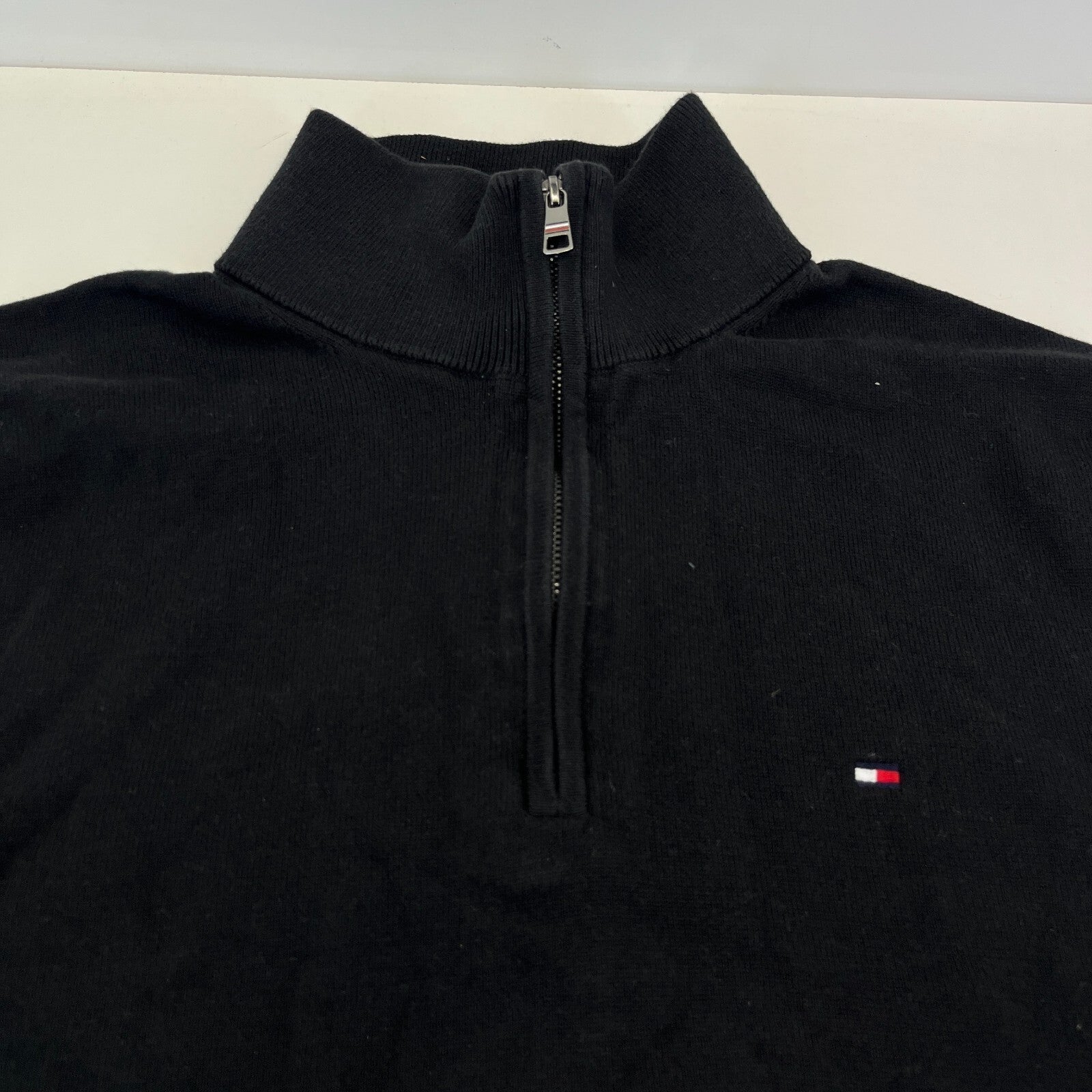 Tommy Hilfiger Women's Knit Turtleneck 1/4 Zip Sweater in Black size Large