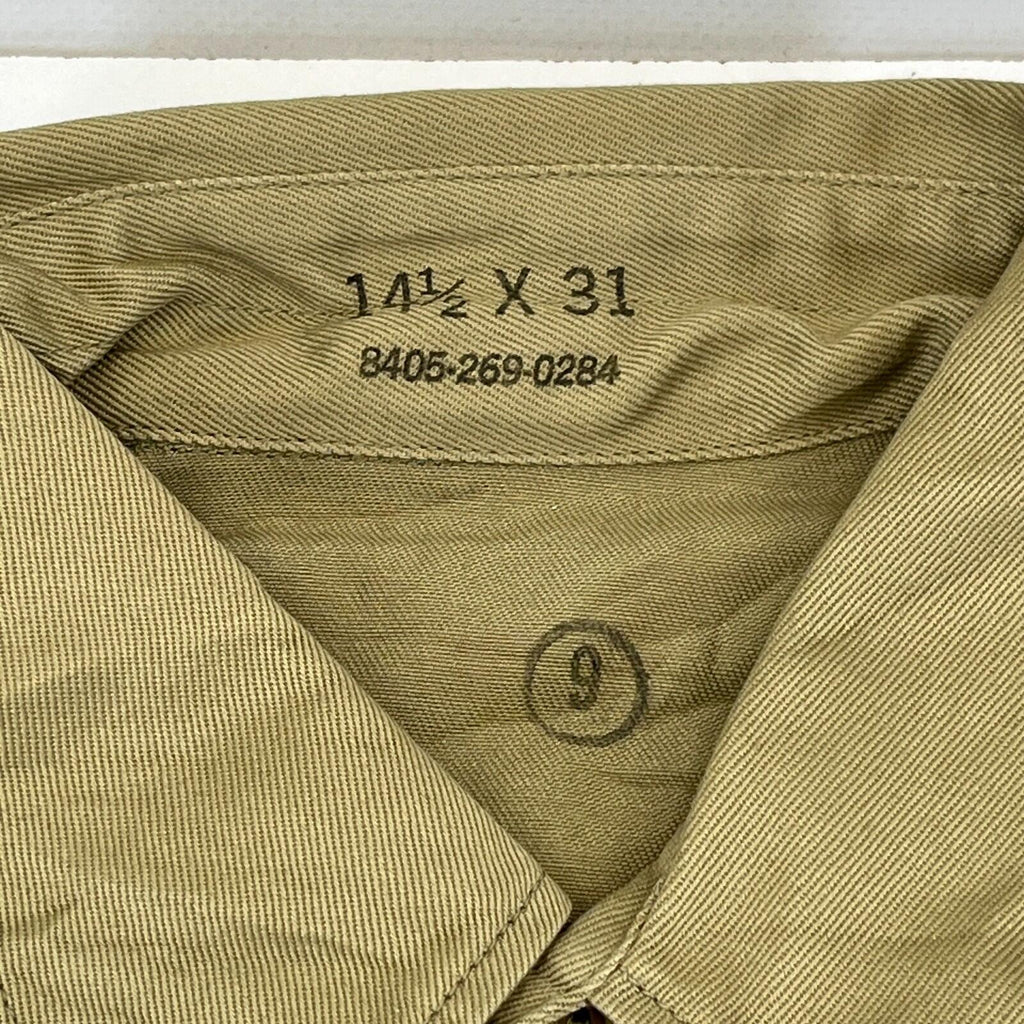 Vintage US Army Khaki Long Sleeve Shirt New Deadstock size 14 1/2 (UK Large)