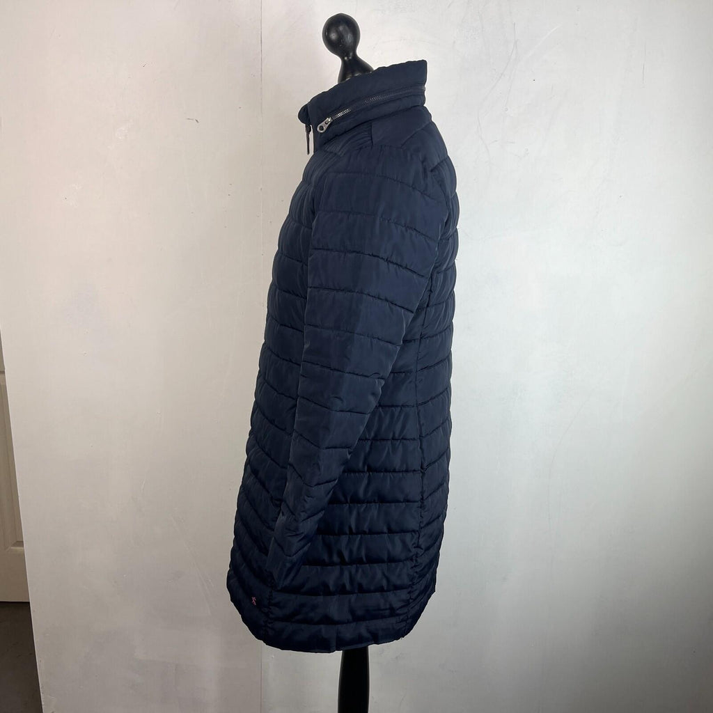 Joules Long Quilted Puffer Jacket Coat Navy Blue Women's UK size 14