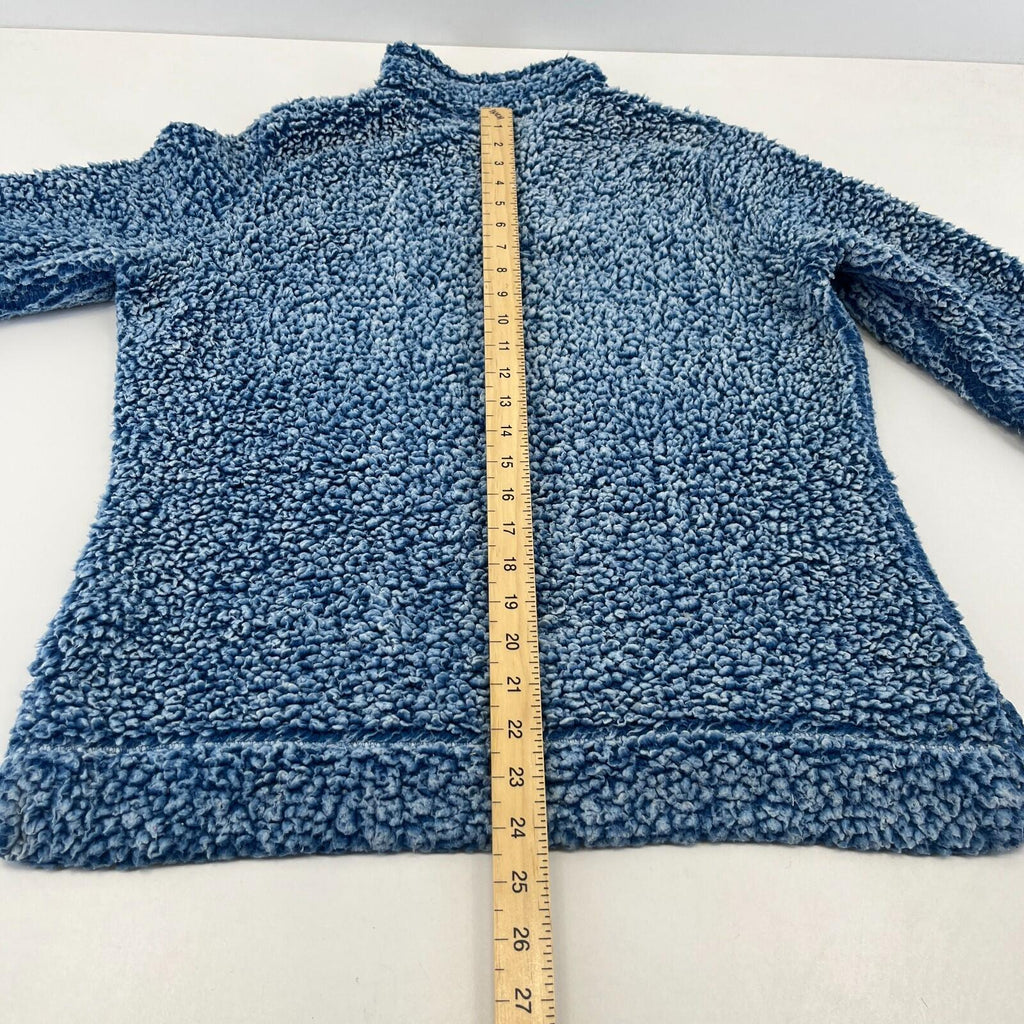 Weird Fish Women’s 1/4 Zip Sherpa Style Snug Fleece Pullover size 12 Blue