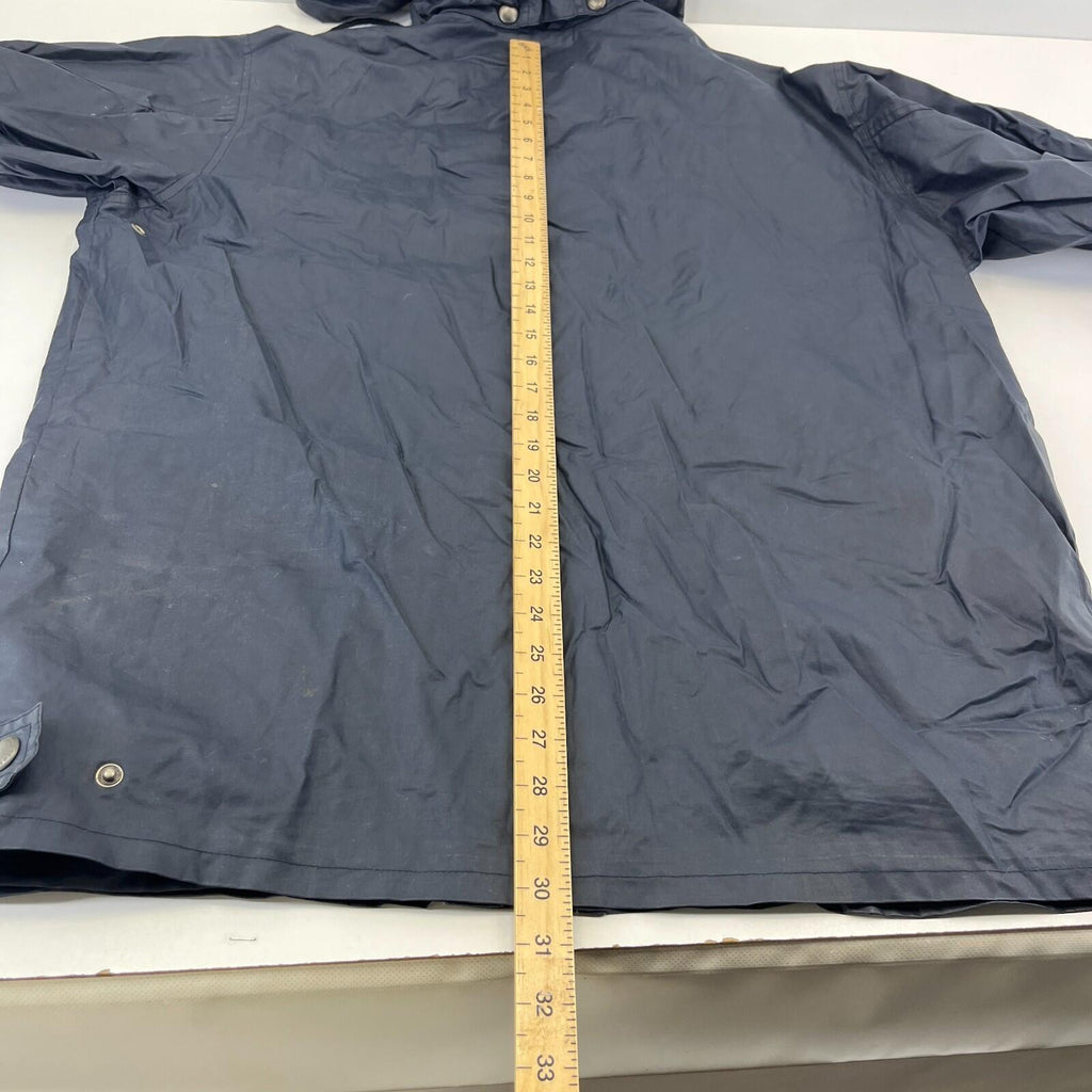 Glengreen Men's Waxed Jacket with Removable Hood in Navy Blue size Medium