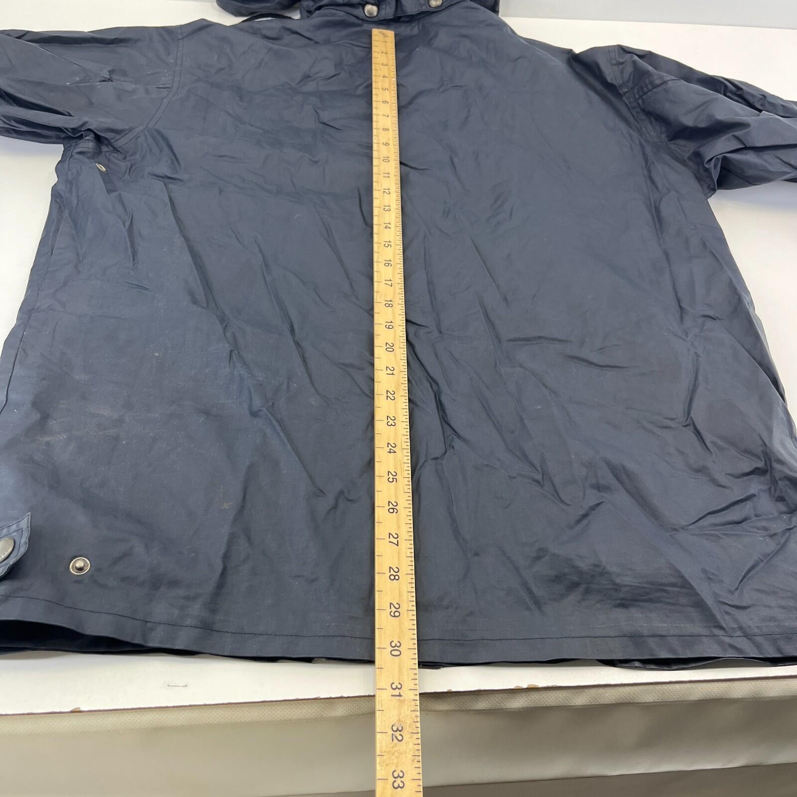 Glengreen Men's Waxed Jacket with Removable Hood in Navy Blue size Medium