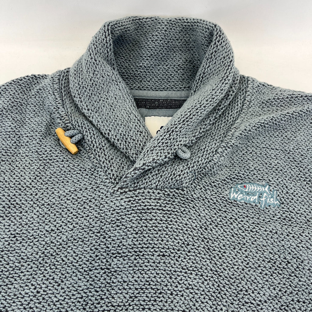 Weird Fish Macaroni Fleece Jumper in Blue Embroidered Logo Men’s size XL