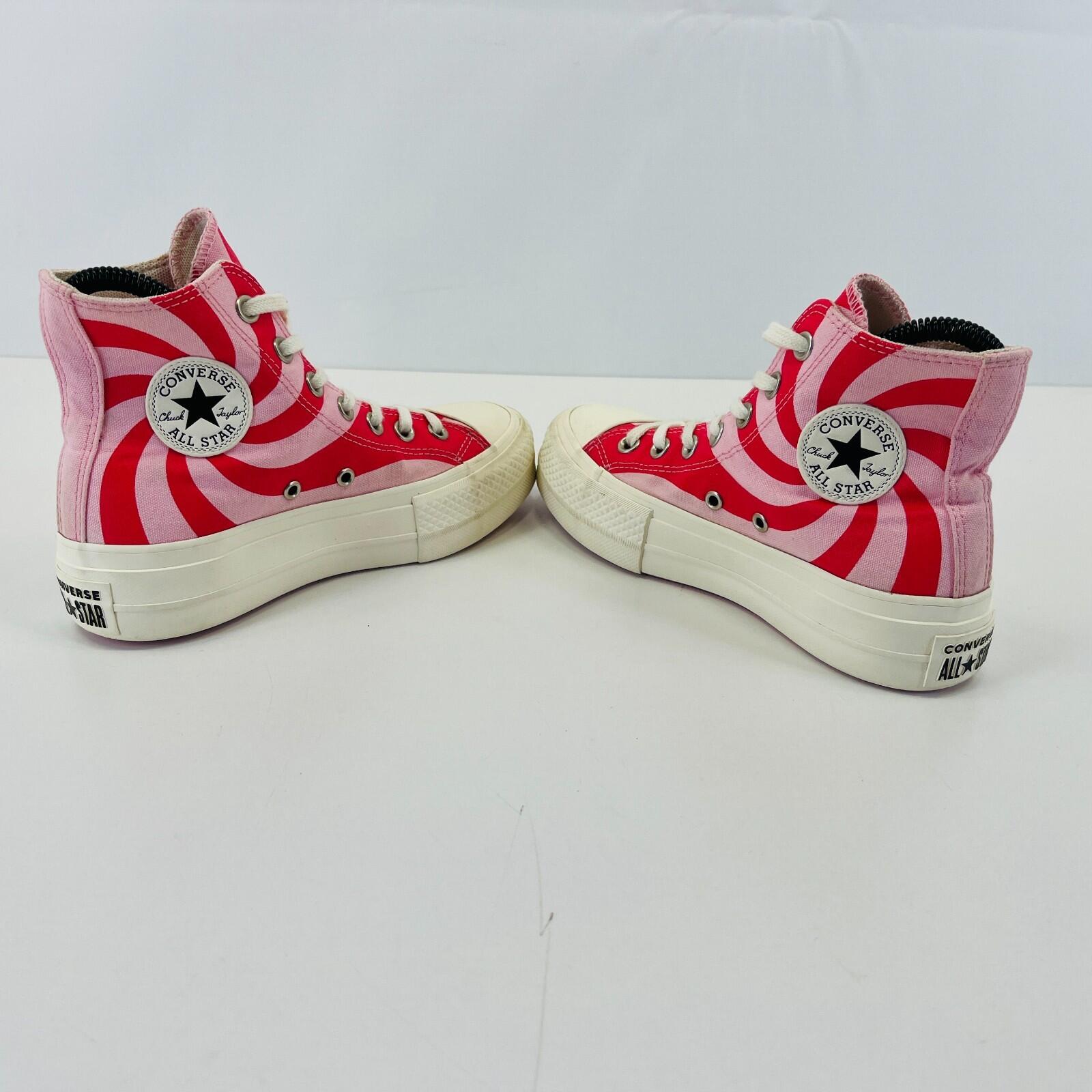 Converse All Star Chuck Taylor Hi-Top Pink/Red Strawberry Swirl Trainers UK 3