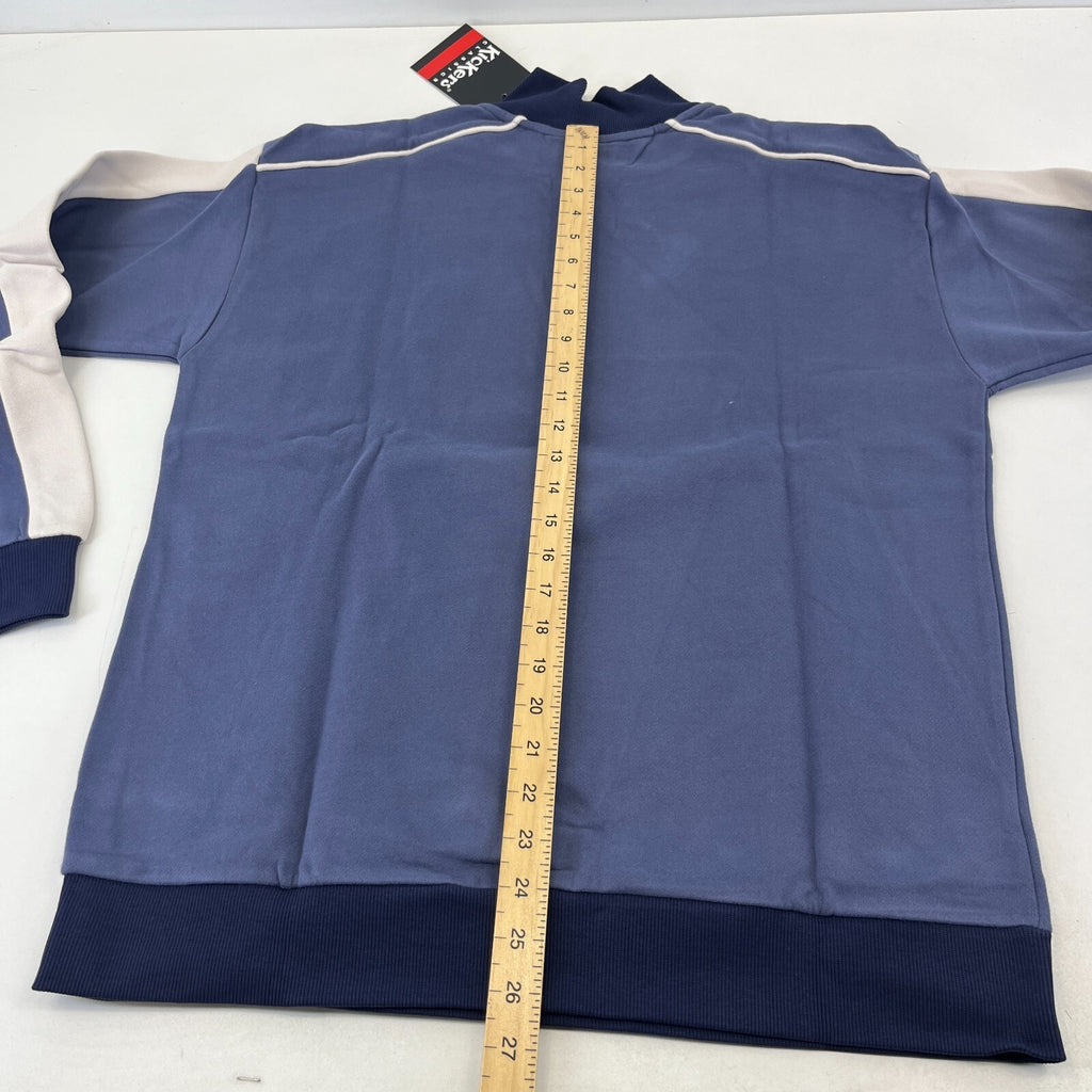 Kickers Big Spellout Blue 1/4 Zip Pullover Sweater Applique Logo size Small