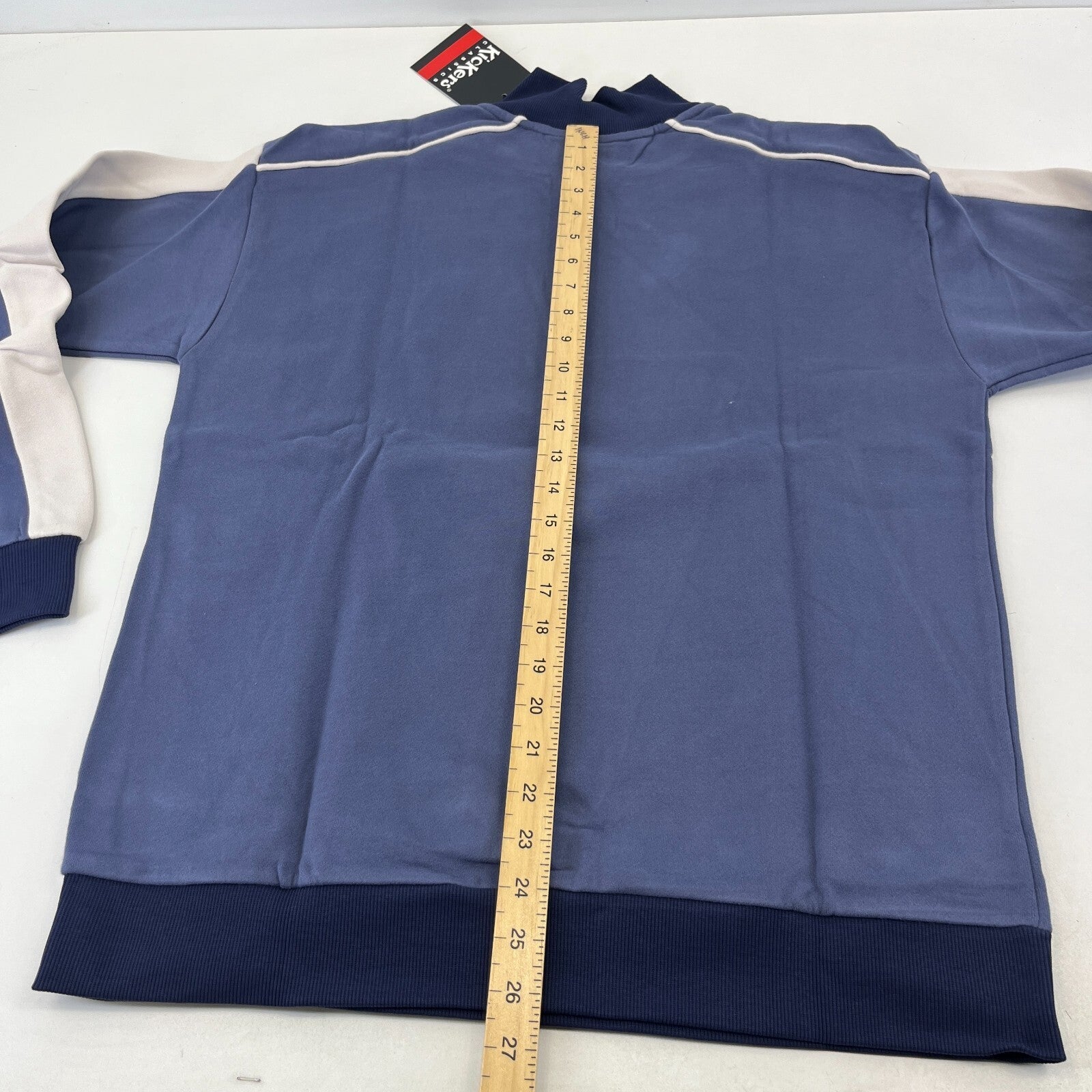 Kickers Big Spellout Blue 1/4 Zip Pullover Sweater Applique Logo size Small