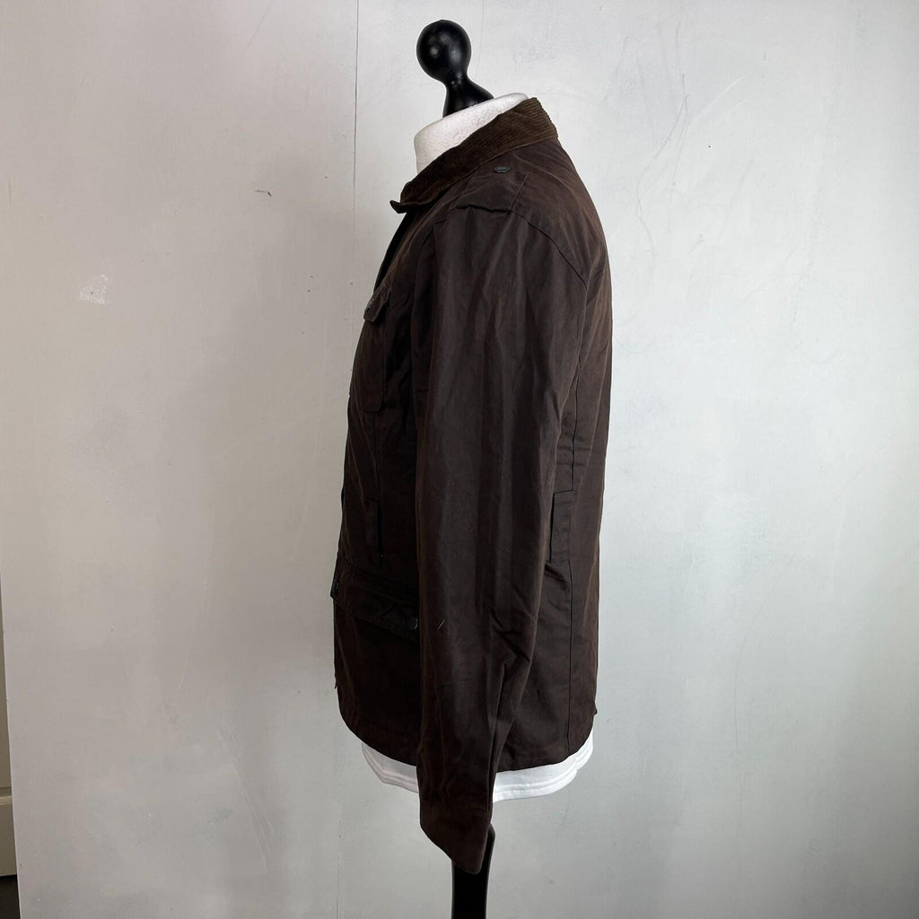Mc Orvis Wax Jacket Womens size S Brown Country Coat with Corduroy Collar