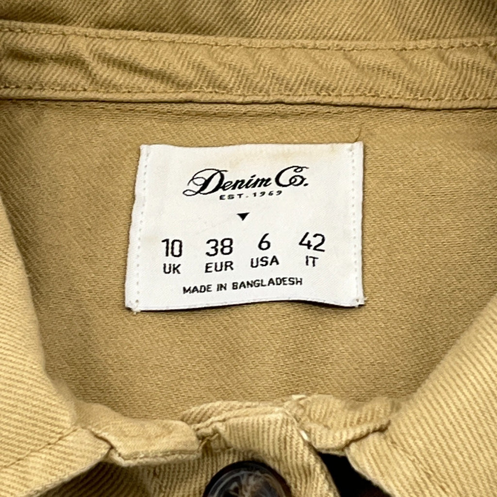 Denim Co Women’s Cropped Khaki Brown Denim Jacket UK size 10 Long Sleeve