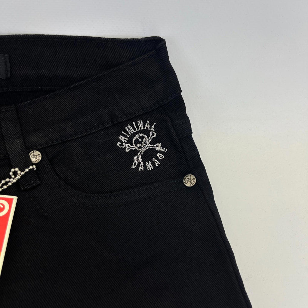 Criminal Damage Drainpipe Jeans Black W25 Skinny Fit Y2K Denim NWT Streetwear