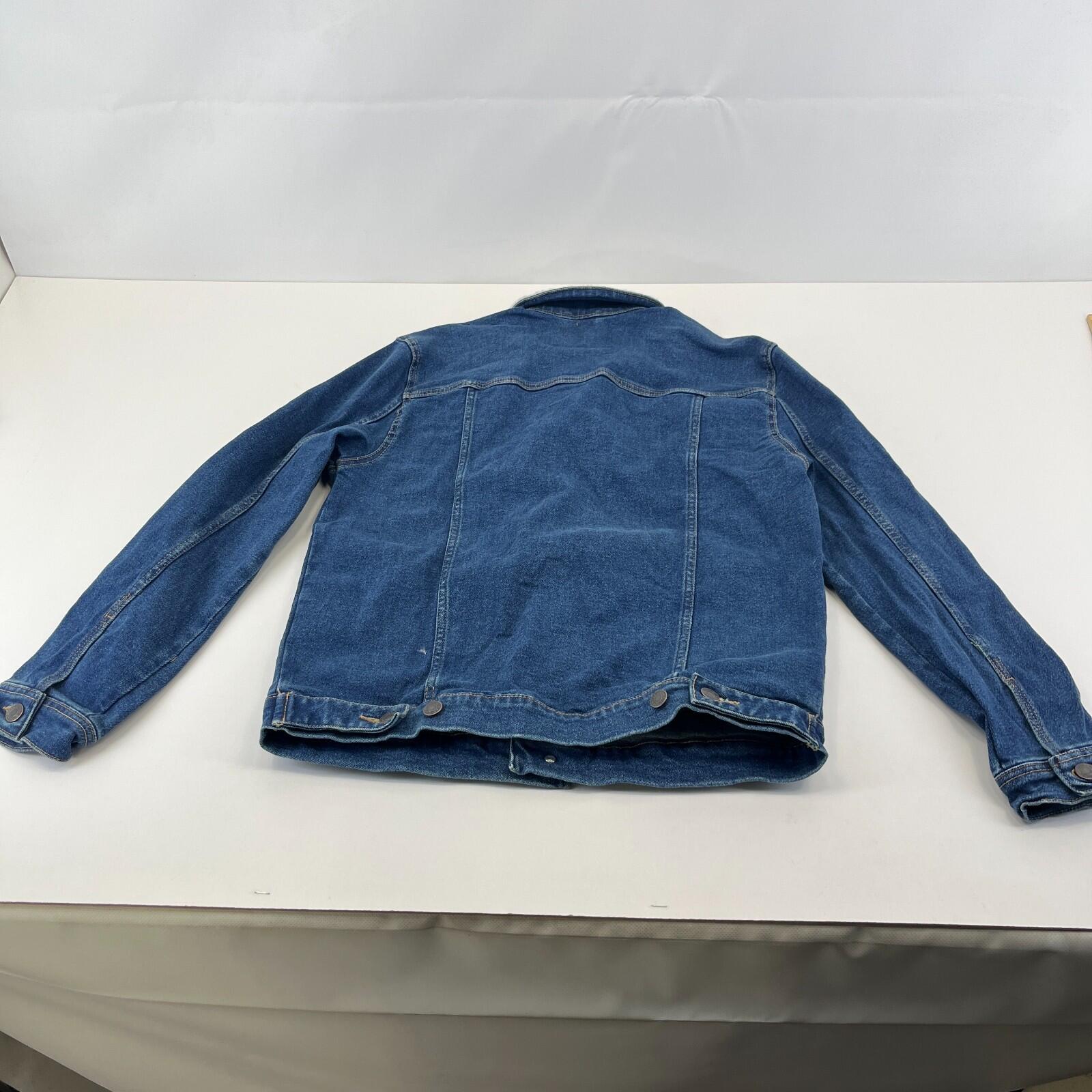 Denim Project Blue Denim Trucker Jacket with Sherpa Collar size Medium