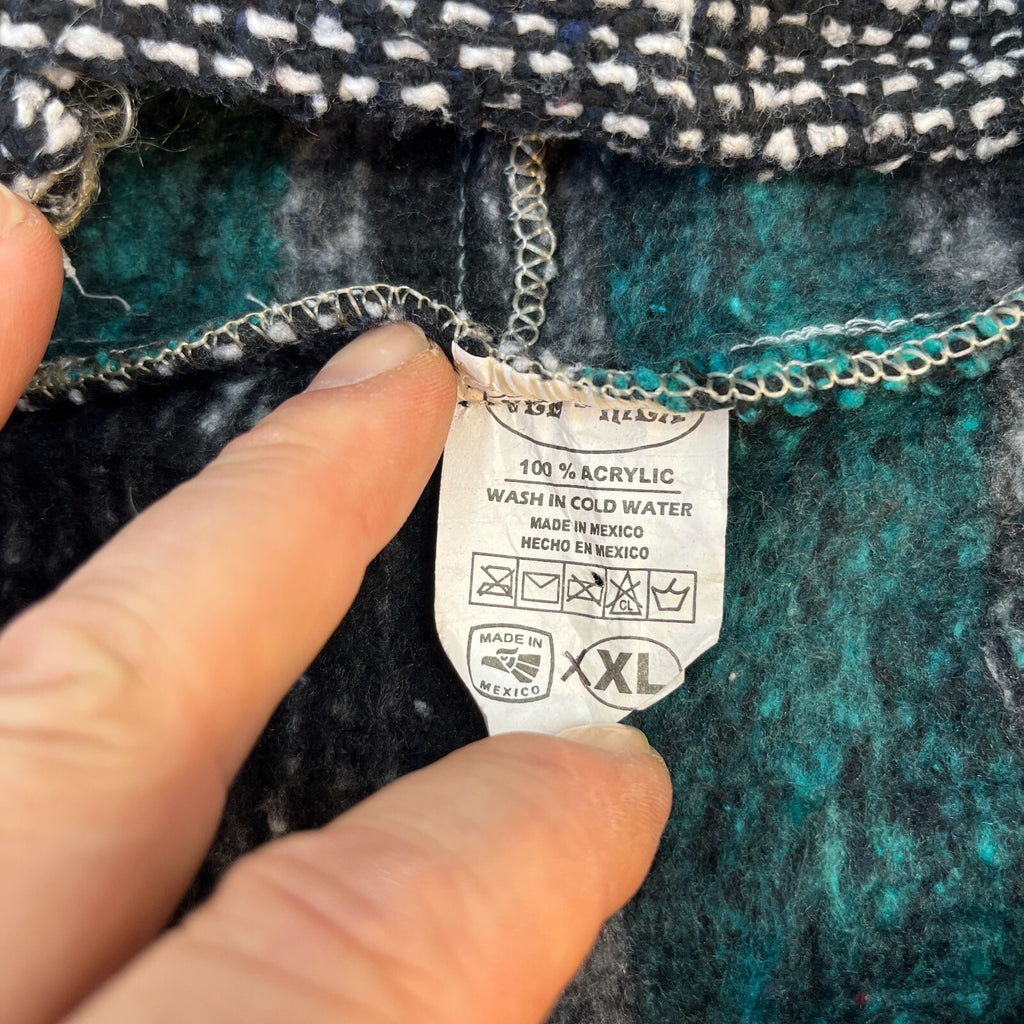 Vel Mex Genuine Mexican Baja Hoodie Pullover Hippie Boho Festival Green size 2XL