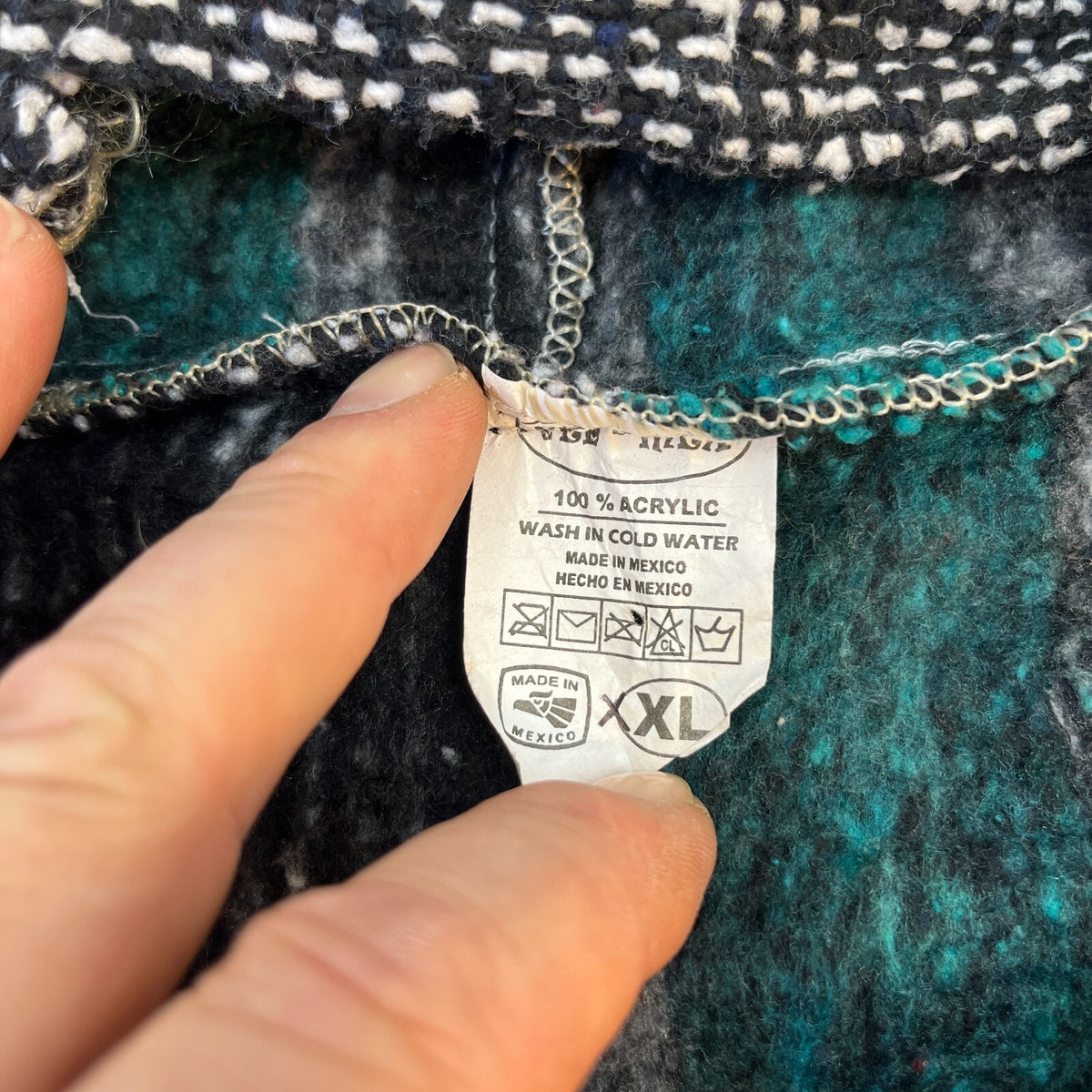 Vel Mex Genuine Mexican Baja Hoodie Pullover Hippie Boho Festival Green size 2XL