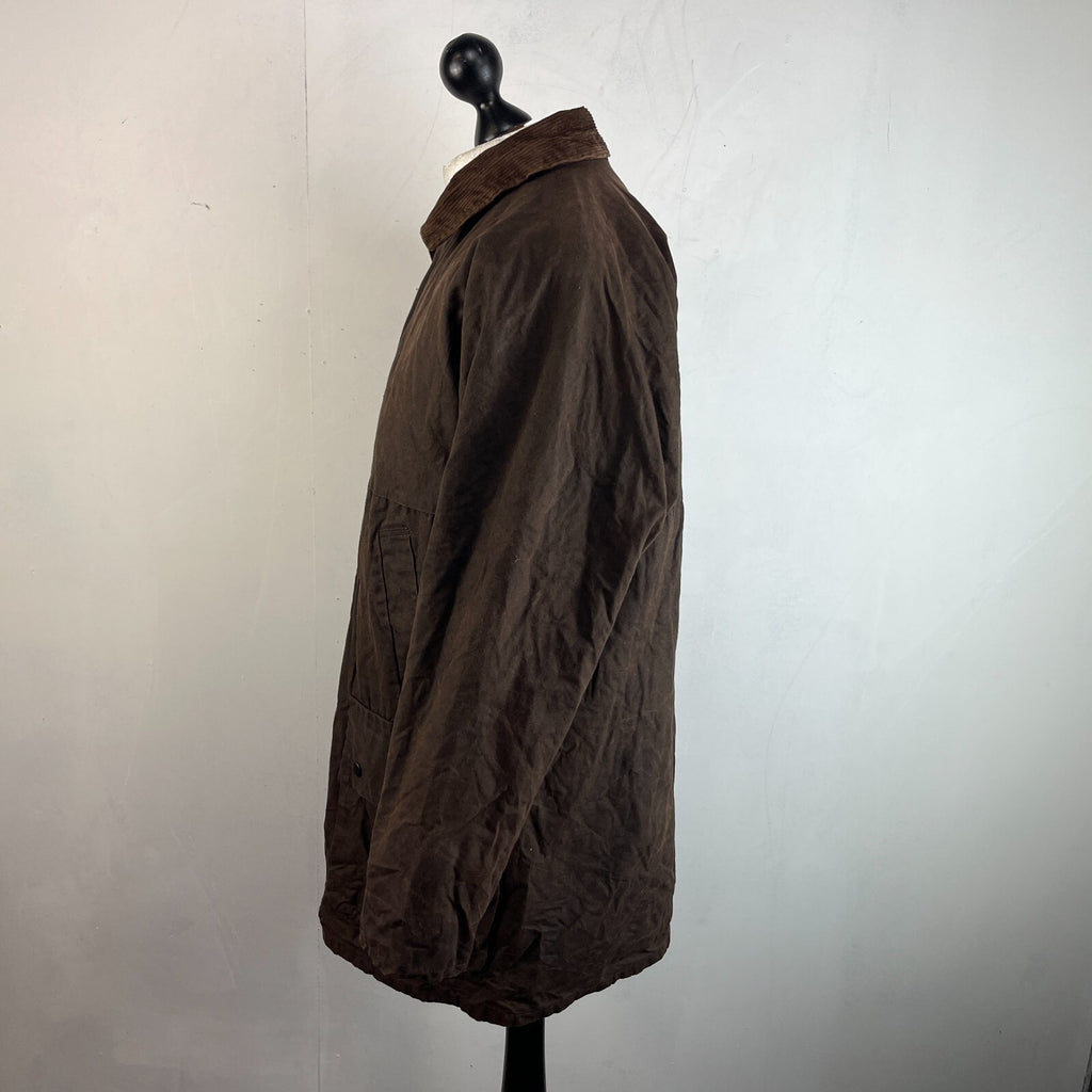 Men's Quilted Wax Cotton Jacket Brown size Small