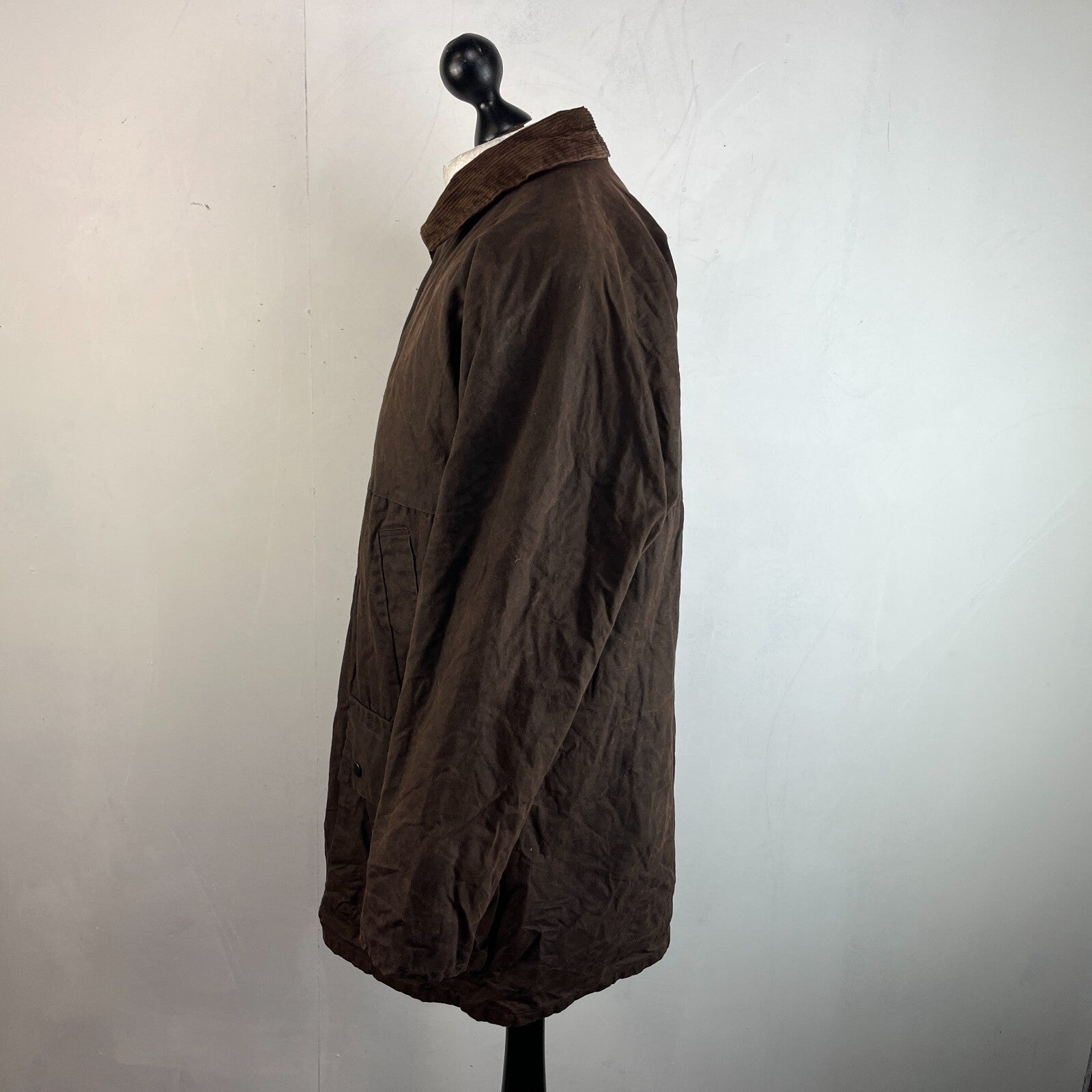 Men's Quilted Wax Cotton Jacket Brown size Small