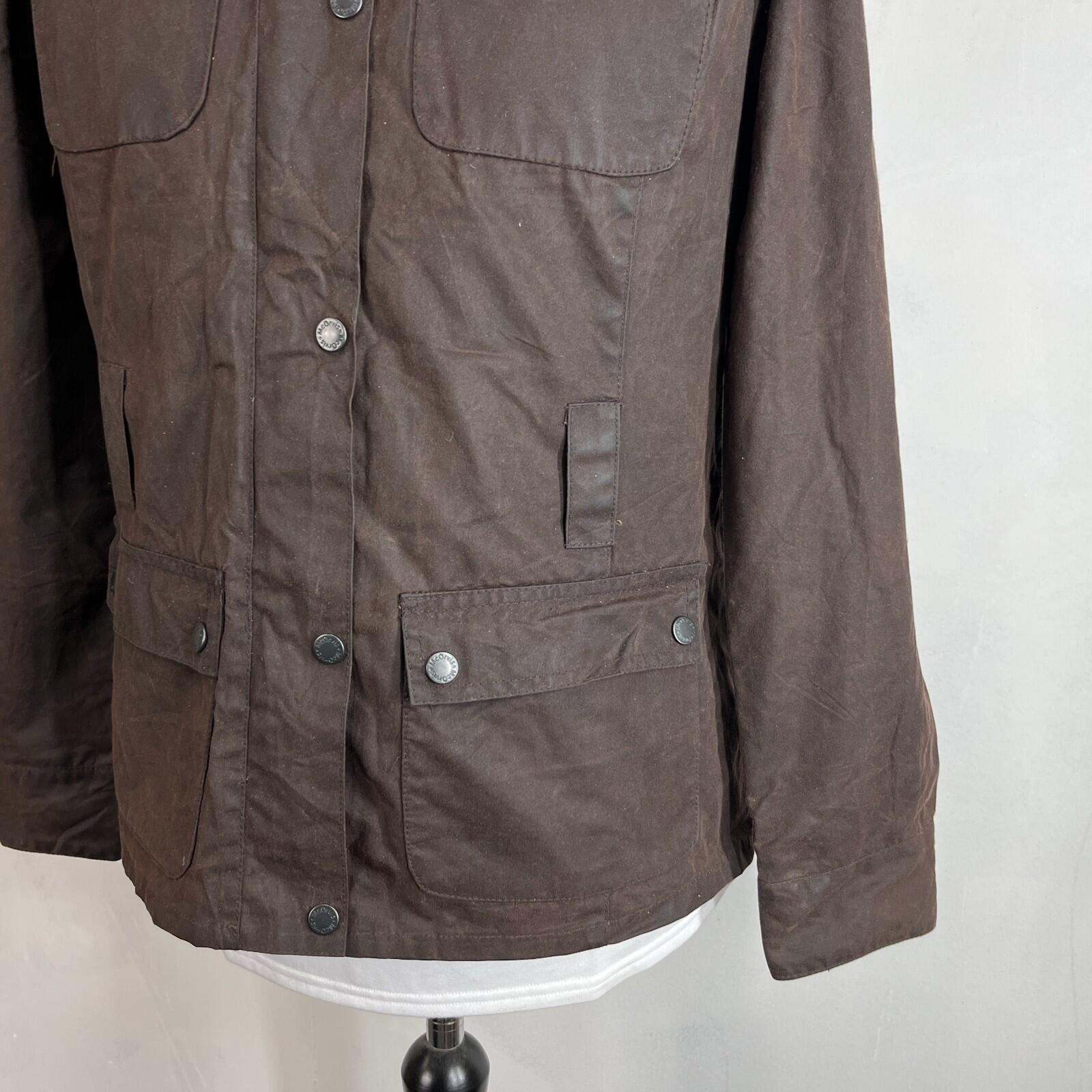Mc Orvis Wax Jacket Womens size S Brown Country Coat with Corduroy Collar